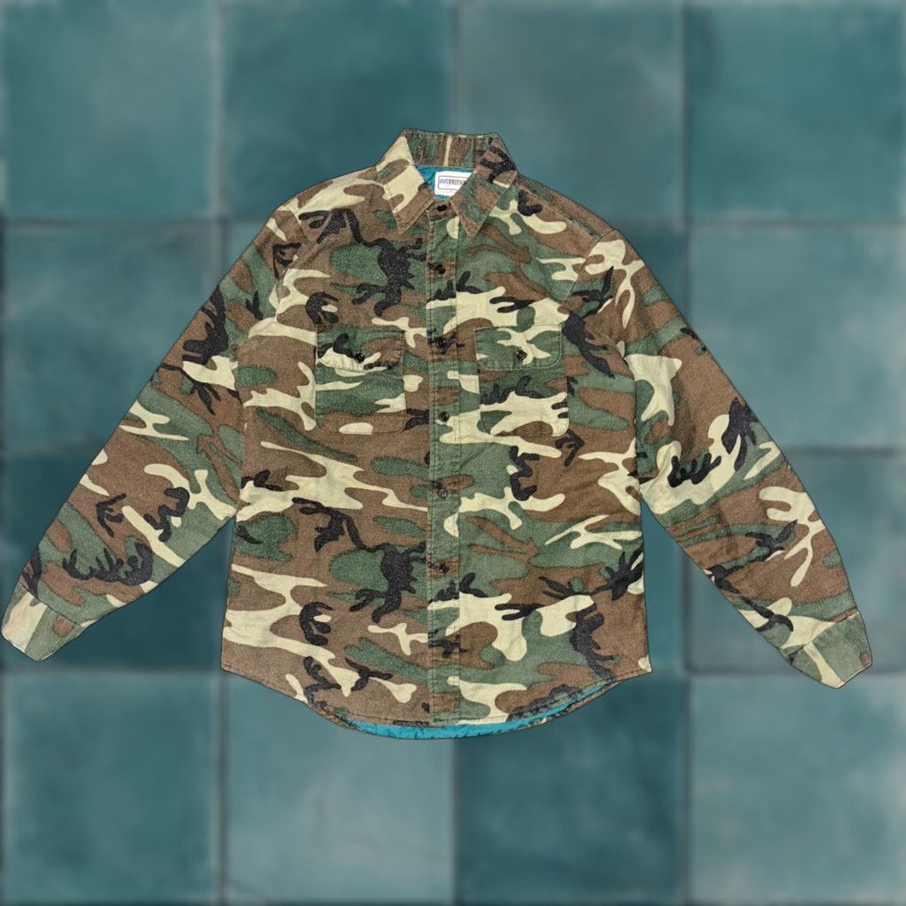 Vintage VTG Five Brothers Shirt Mens M Green Camouflage Cotton Polyester Button-Up Casual Workwear 70s 80s USA Size US M / EU 48-50 / 2 - 1 Thumbnail