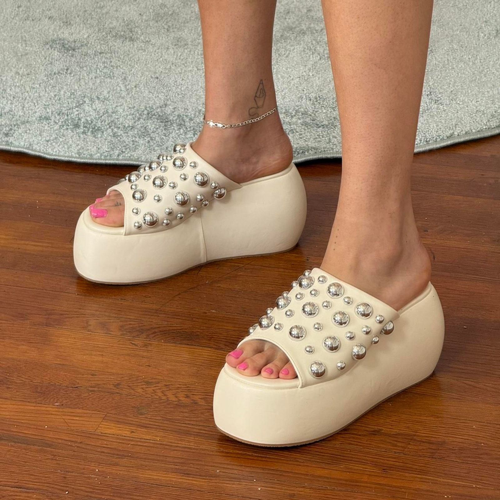 Azalea Wang ✿ studded chunky platform slides ✿ Size US 8.5 / IT 38.5 - 2 Thumbnail