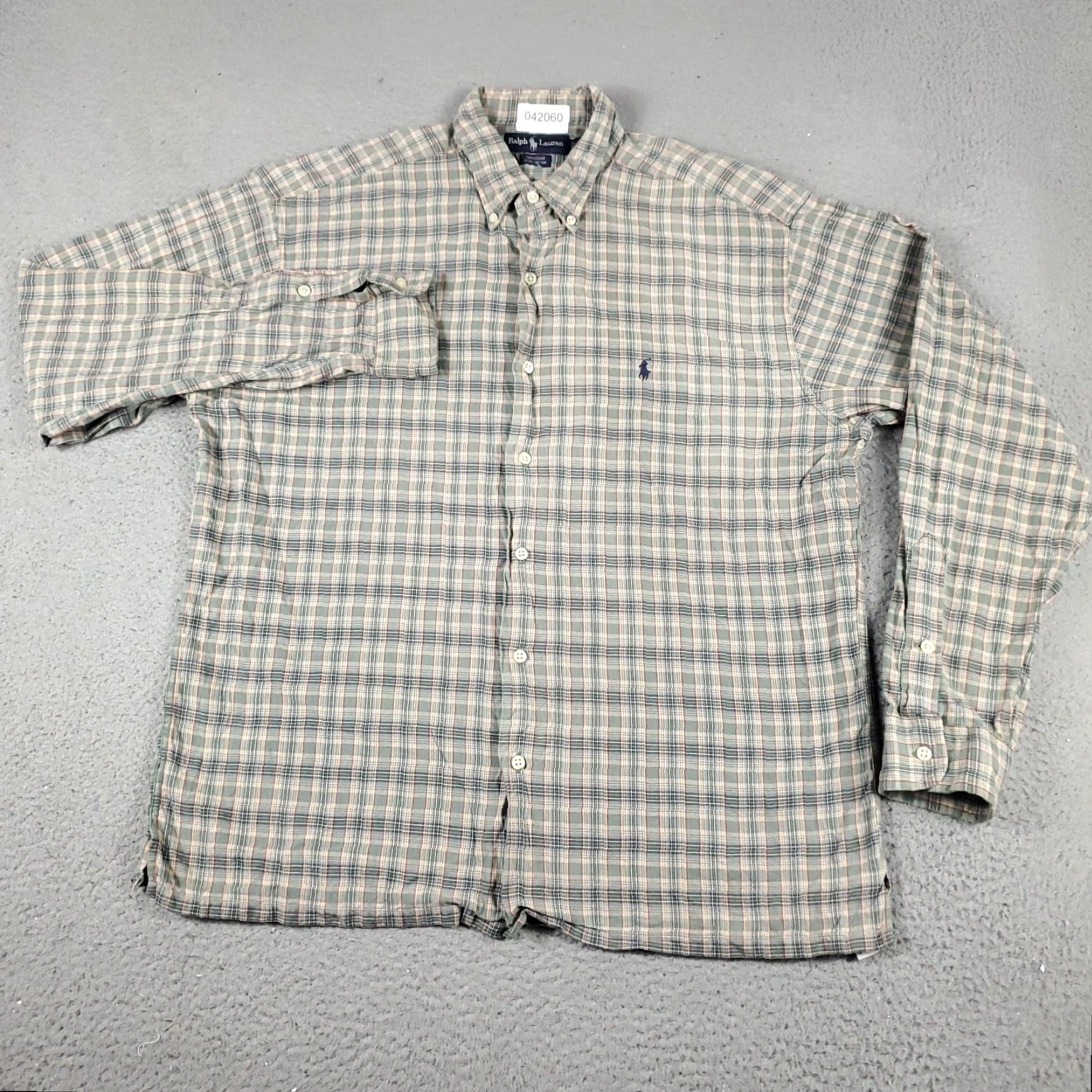 Ralph Lauren Ralph Lauren Shirt Mens Large Green Beige Plaid Pony Button Up Long Sleeve Size US L / EU 52-54 / 3 - 3 Thumbnail