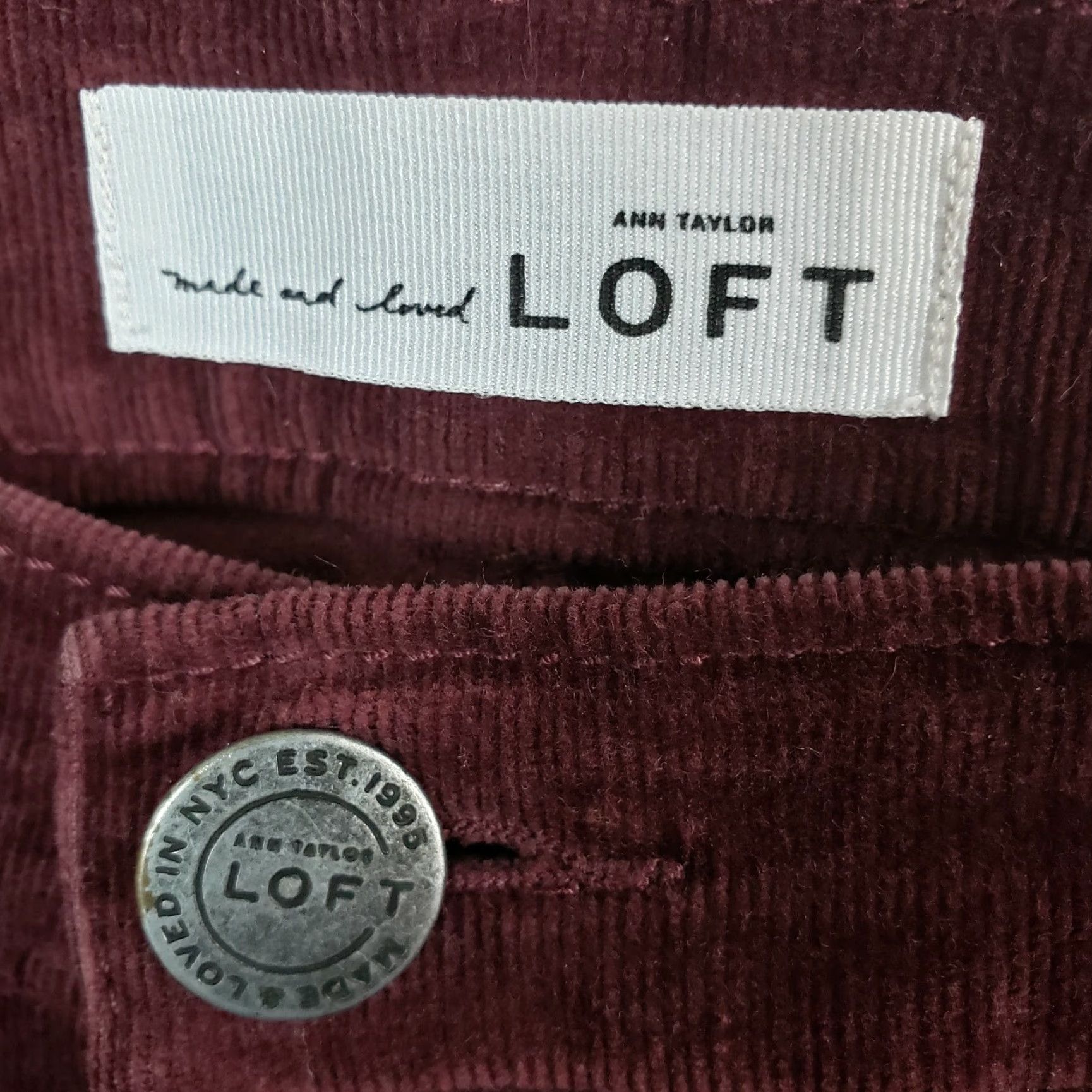 Loft LOFT Ann Taylor Womens Modern Skinny Corduroy Pants Sz 28 Maroon Low Rise Red Cotton Blend 98% Cotton 2% Spandex Skinny Inseam 29.5" Womens Size 28" / US 6 / IT 42 - 6 Thumbnail