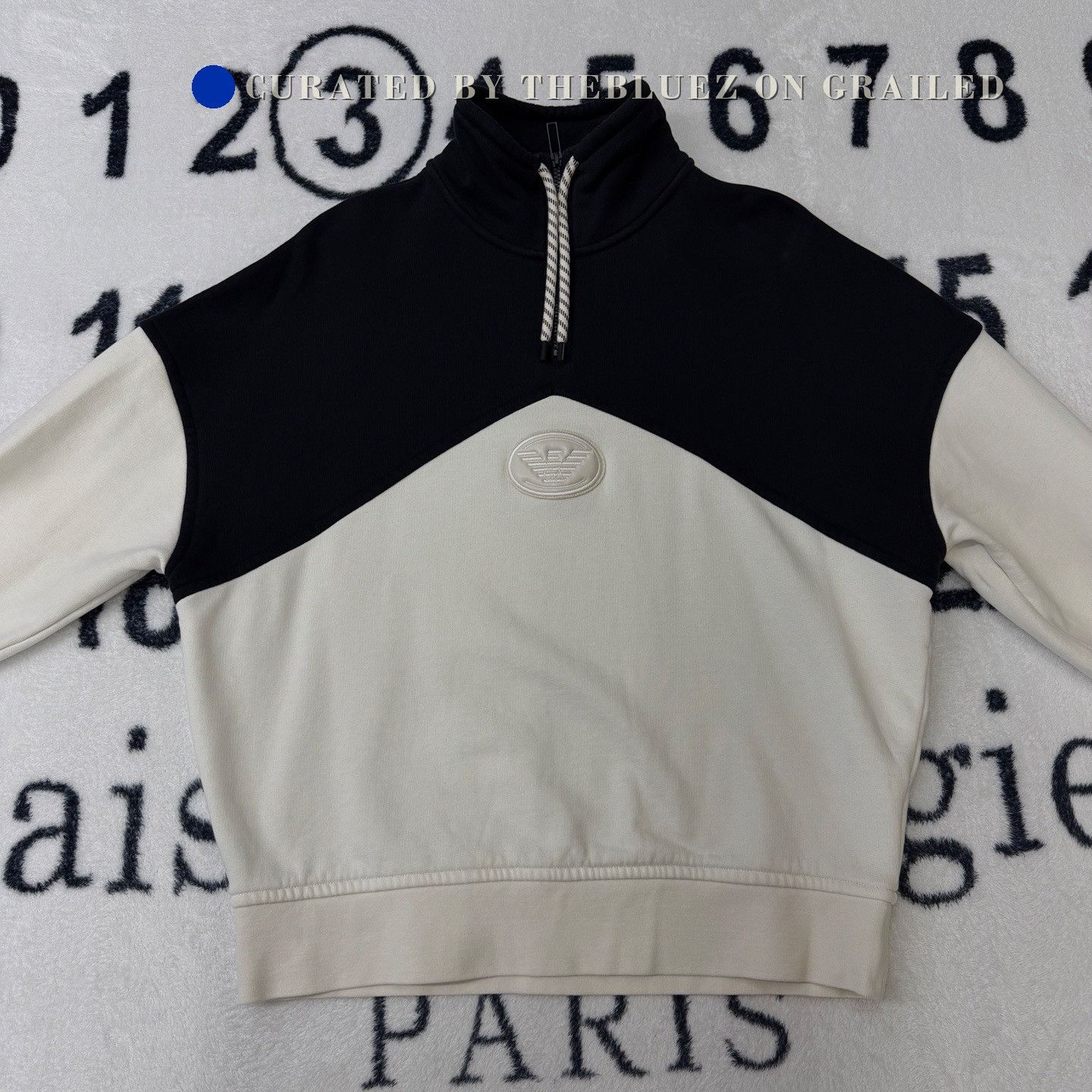 Armani ARMANI Black White Half-Zip Sweatshirt Size US M / EU 48-50 / 2 - 1 Thumbnail