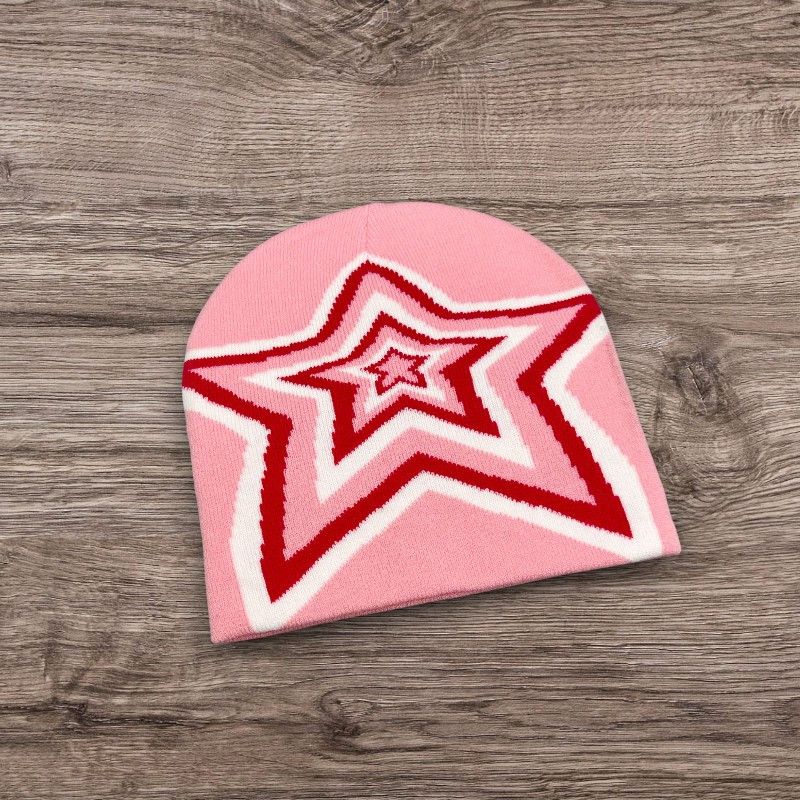 Other Y2K ALT Pink Star Beanie | Grunge Skater Retro Graphic Hat Size ONE SIZE - 1 Preview