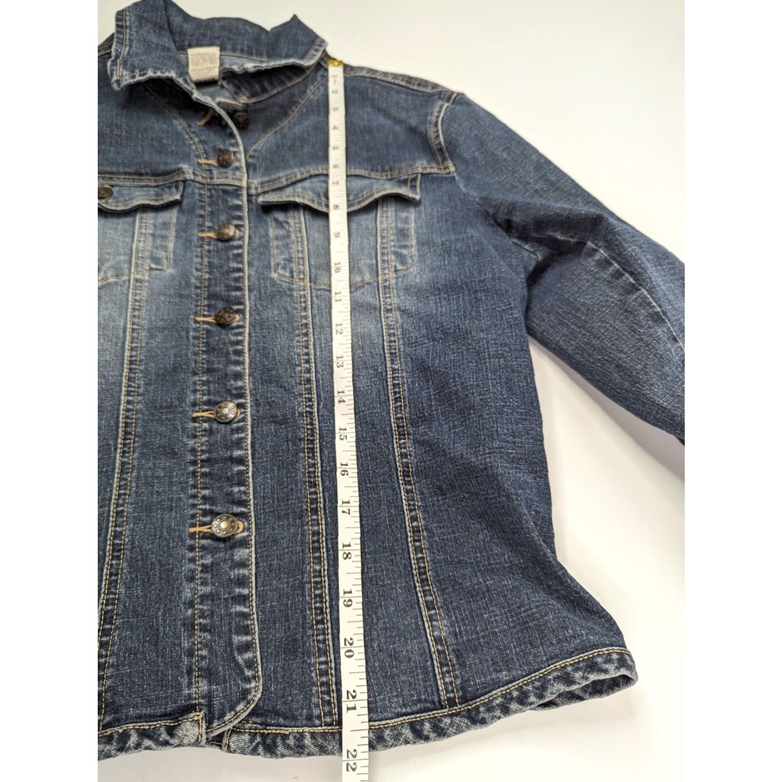 Denime VINTAGE A.M.I. Denim Jacket Jacket Blue Denim Short Long Sleeve Women S Small Button Casual 100% Cotton Denim 90s? Size S / US 4 / IT 40 - 6 Thumbnail