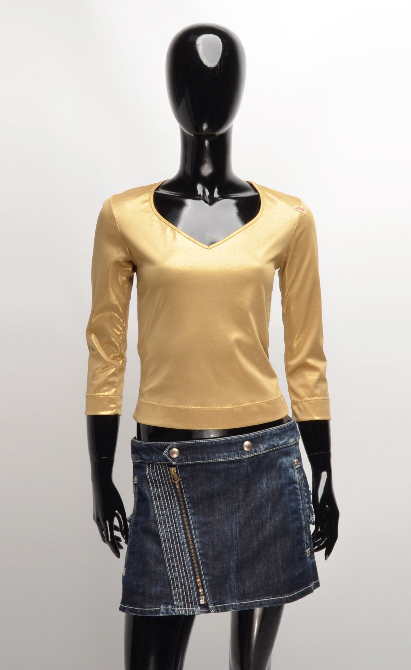 Miss Sixty Vintage Miss Sixty Luxury Gold Sparkle Y2K 3/4 Sleeve Top Size M / US 6-8 / IT 42-44 - 1 Thumbnail