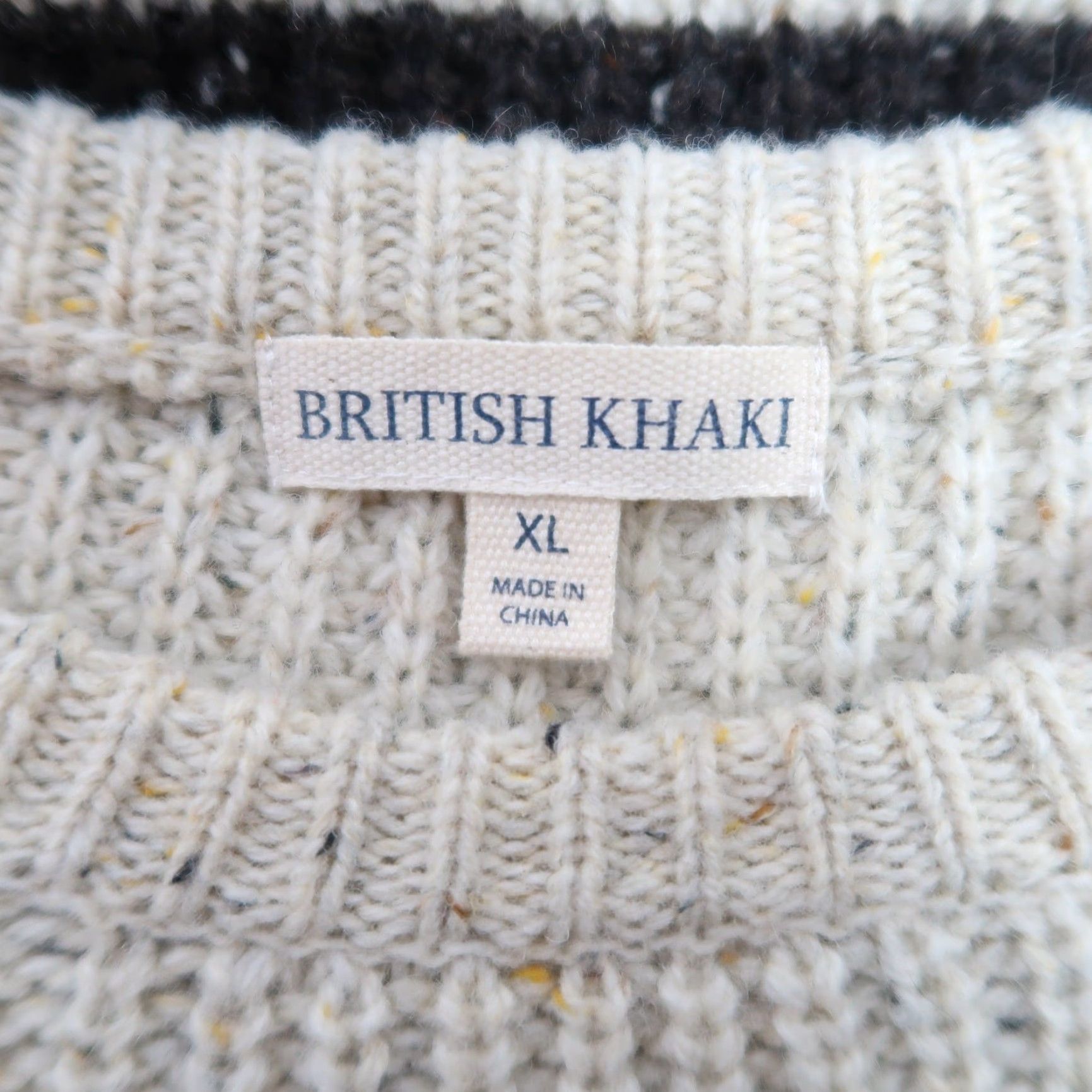 Vintage British Khaki Cream Tan and Brown Stripe Wool Blend Knit Sweater Mens XL Size US XL / EU 56 / 4 - 6 Thumbnail