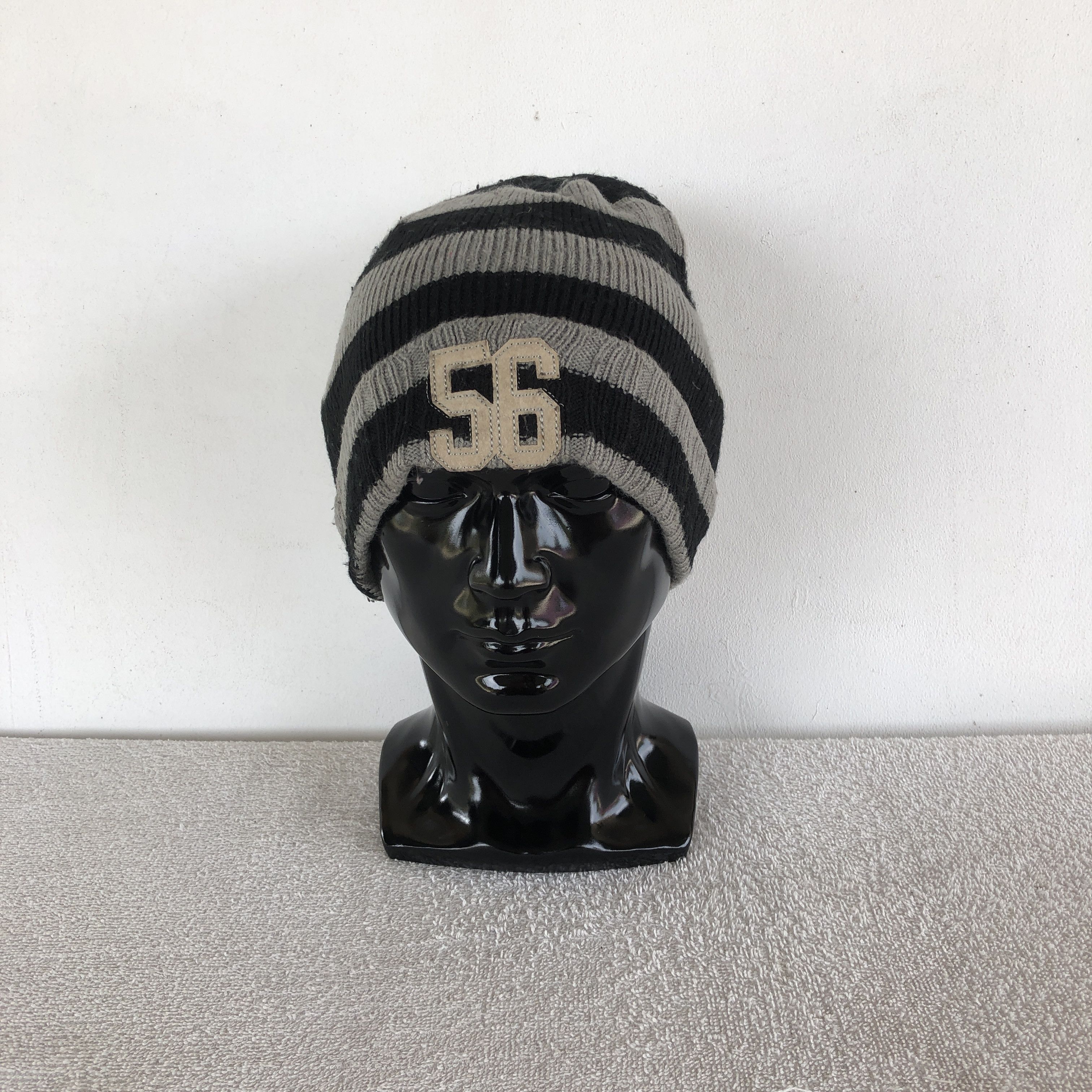 Japanese Brand × Vintage Vintage Y2K 56 Letterman Striped Beanie Snow Caps Hats Size ONE SIZE - 2 Thumbnail