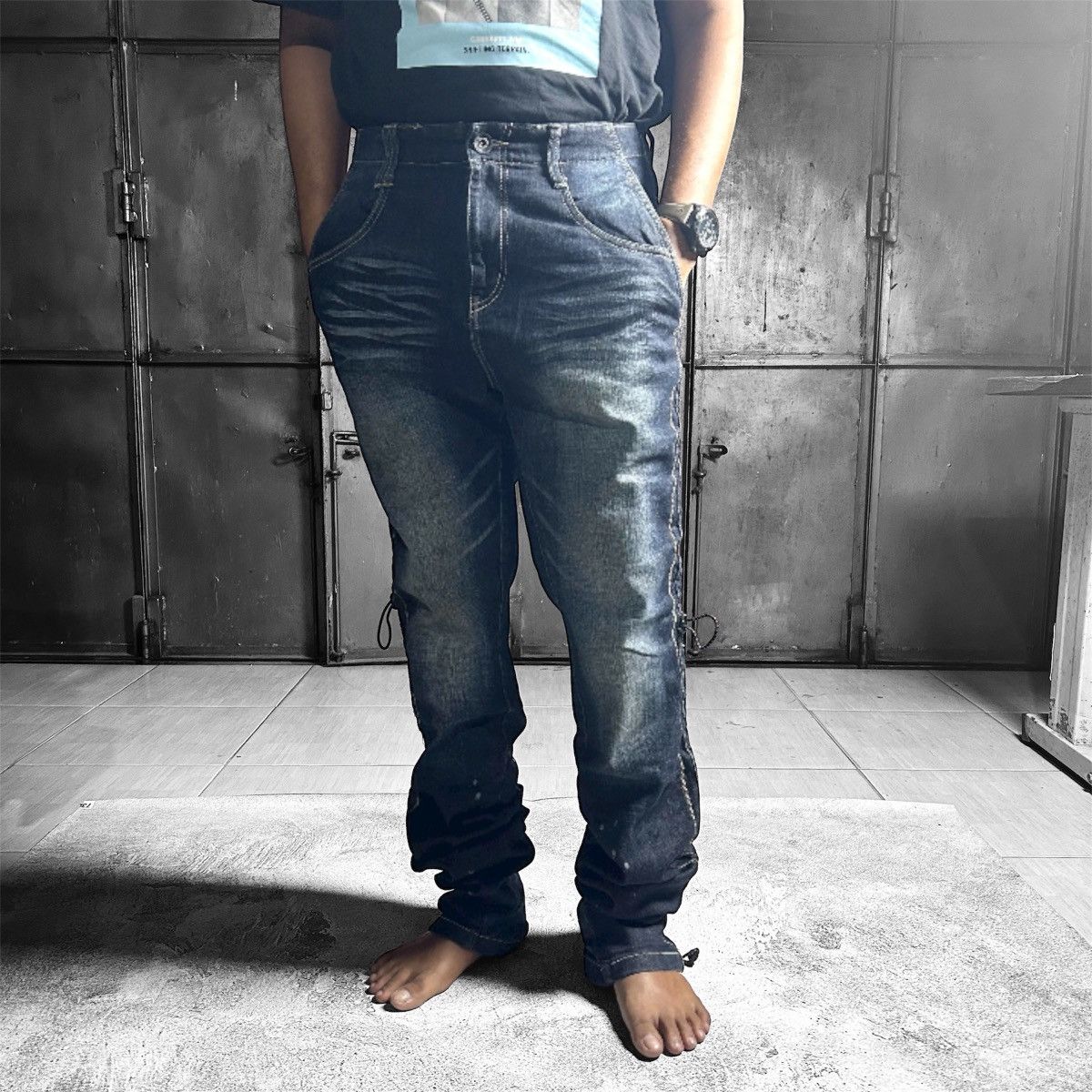 Japanese Brand Vintage Pants Denim PPFM DESTRUCT Strect Material Size US 35 - 2 Thumbnail