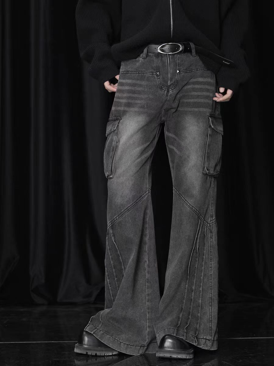 Japanese Brand × Jean Washed vintage side pocket design bootcut baggy jeans Size US 34 / EU 50 - 2 Thumbnail