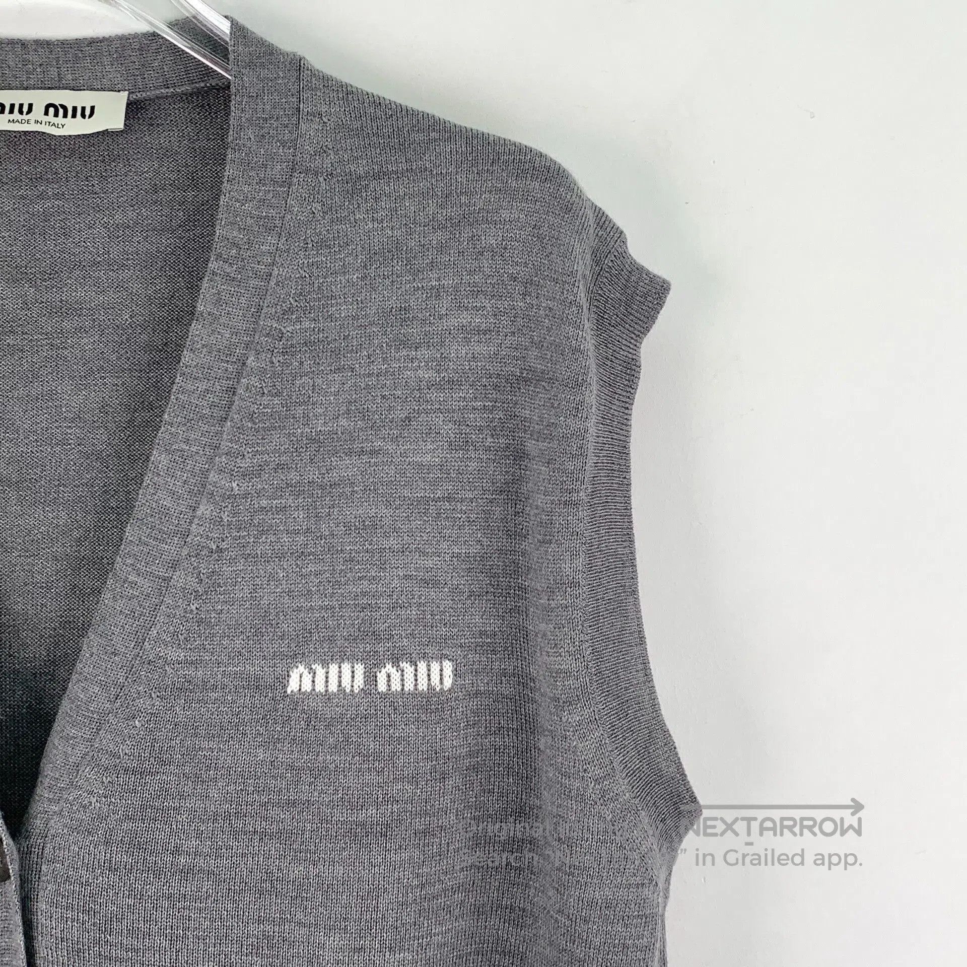 Miu Miu Miu Miu 22 Dark Gray Logo Wool Cardigan. Size L / US 10 / IT 46 - 3 Thumbnail