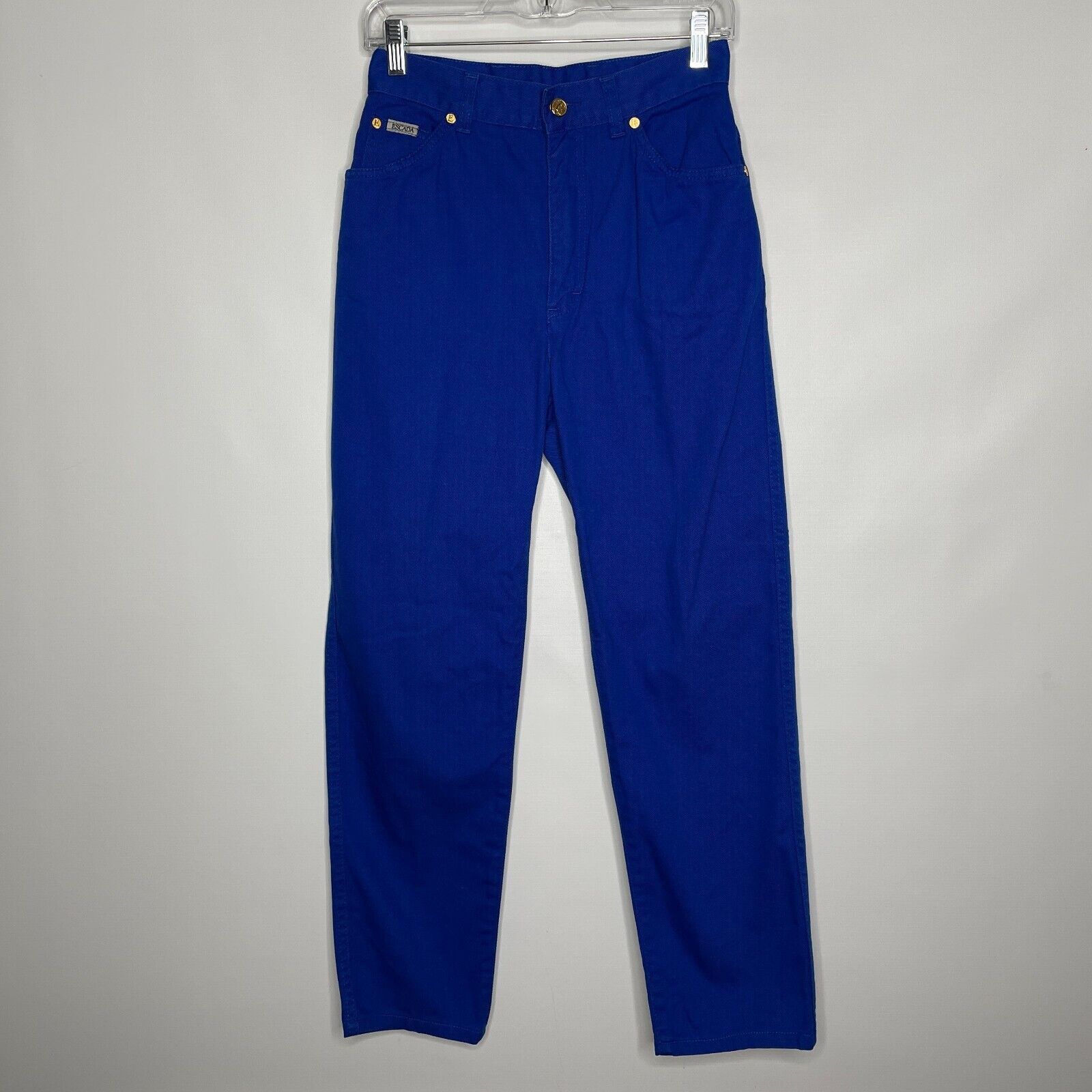 image of Escada x Vintage 80's Royal Blue Denim High Waisted Tapered Leg Mom Jeans, Women's (Size 26)
