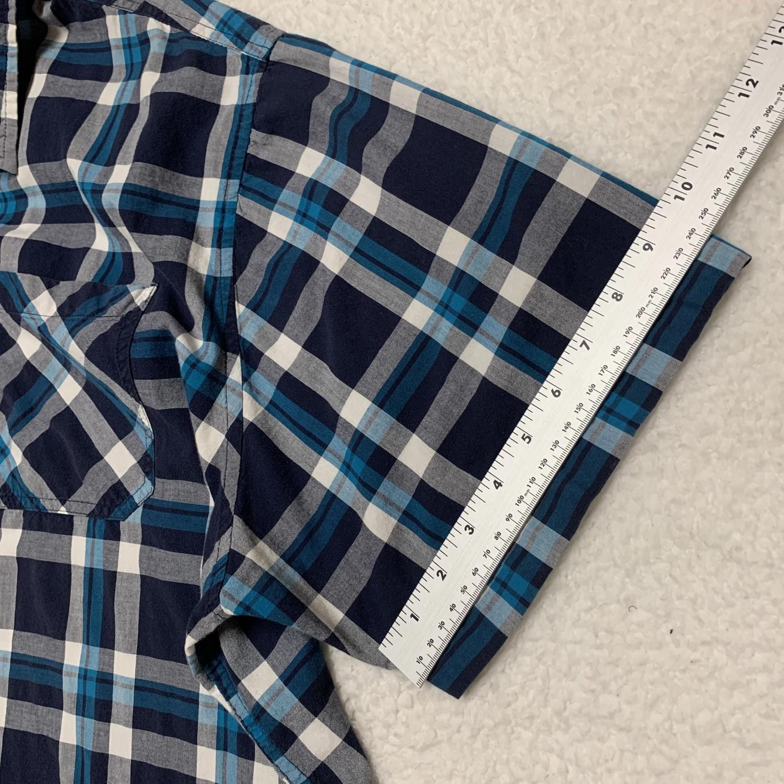 Basic Editions Basic Editions Men's 3XL Blue Plaid Short Sleeve Button Shir Size US XXL / EU 58 / 5 - 4 Thumbnail