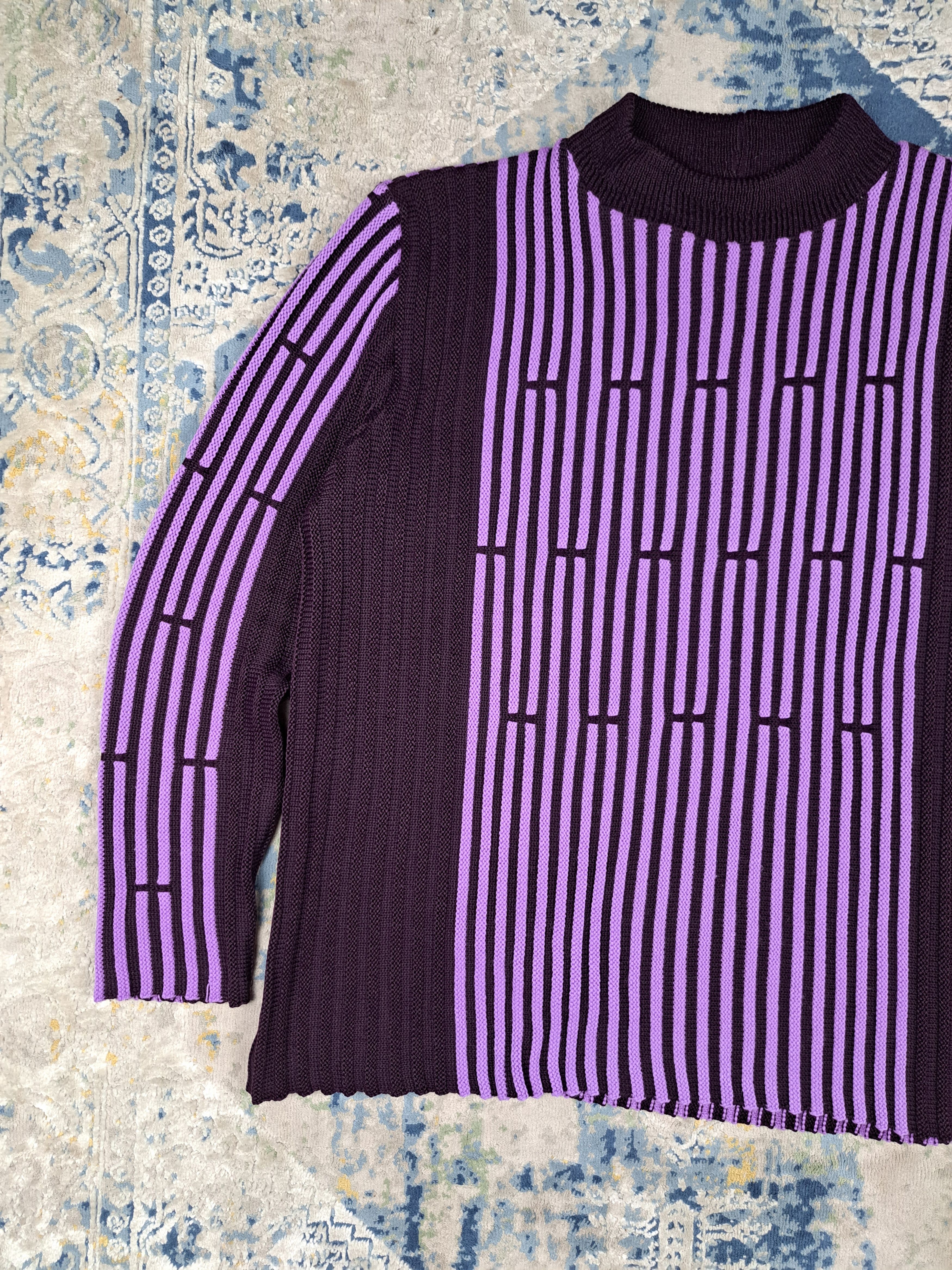 Japanese Brand Crazy Vintage y2k Purple Ribbed Knit Sweater Techno Size US L / EU 52-54 / 3 - 5 Thumbnail