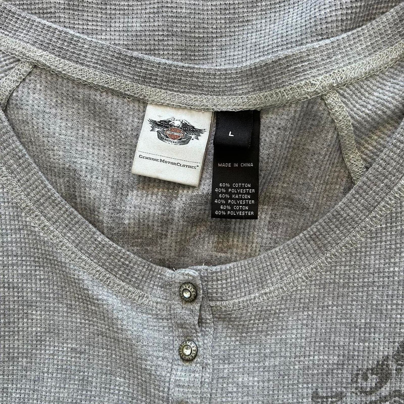 Harley Davidson y2k waffle knit harley biker henley top Size L / US 10 / IT 46 - 5 Thumbnail