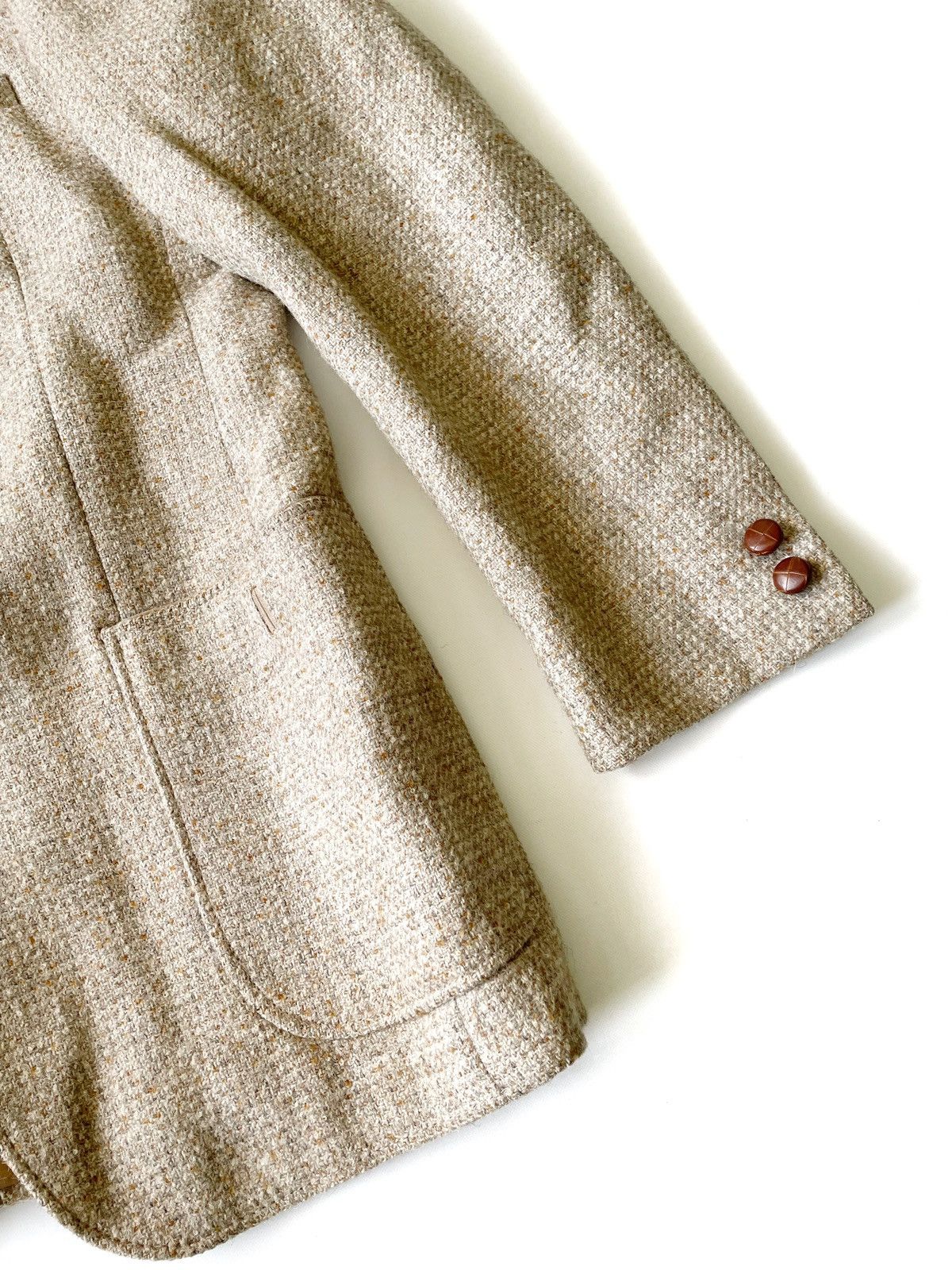 Harris Tweed × Vintage Commander Real Vintage Tweed Wool Blazer Beige Size S-M Men Size 40R - 2 Thumbnail