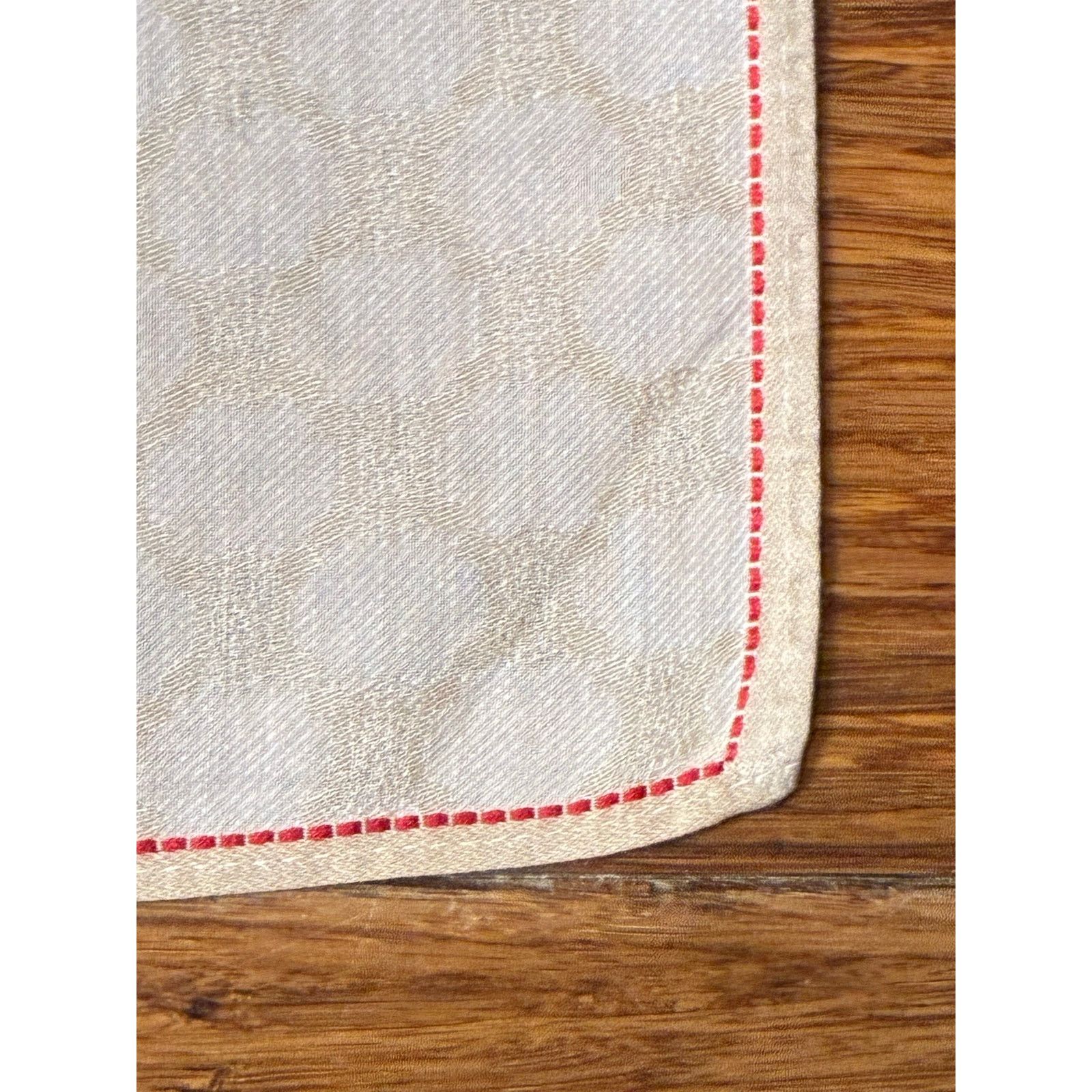 Celine Celine Ivory Monogram Cotton Handkerchief Red Trim Size ONE SIZE - 6 Thumbnail