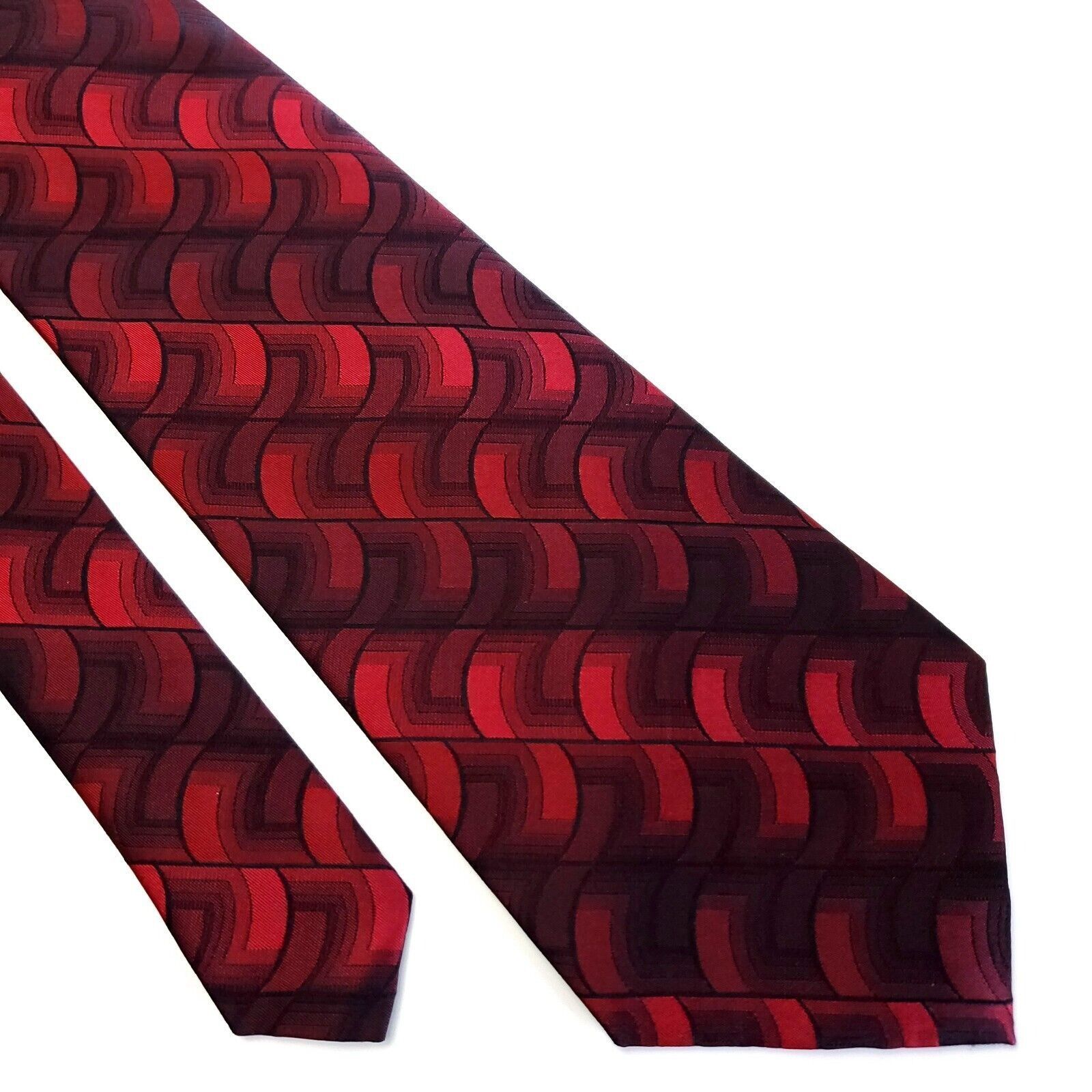 Arrow Arrow Abstract Striped Red Woven Wide Silk Tie Size ONE SIZE - 1 Thumbnail