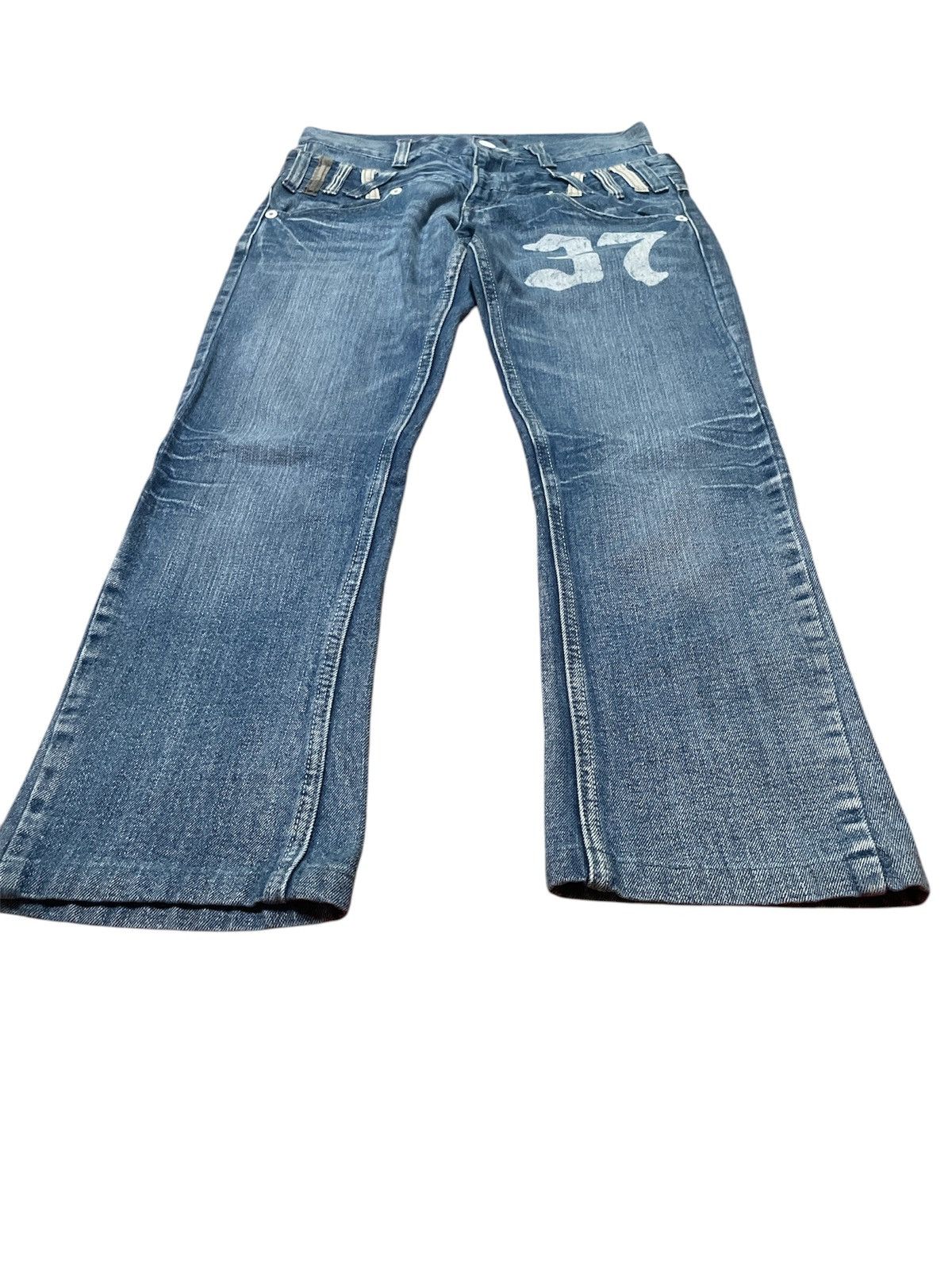Japanese Brand × Vintage Double Waist Crazy Lightning Wash Jeans Size US 30 / EU 46 - 3 Thumbnail