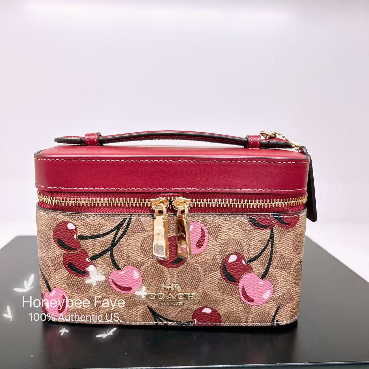 Coach 🍒 Cosmetic Case In Signature Canvas With Cherry CZ025 Size ONE SIZE - 1 Thumbnail