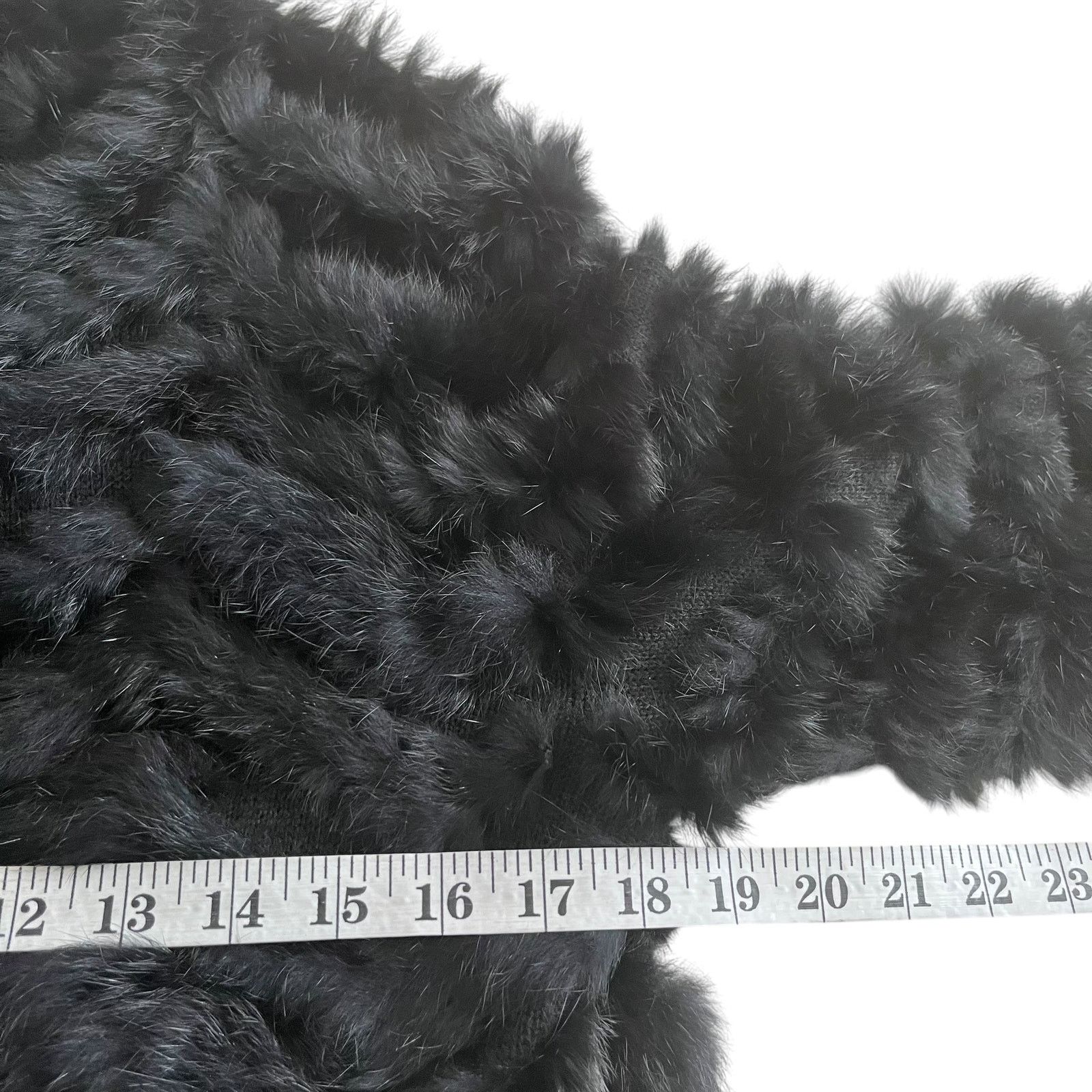 Other Metric Knits Black Rabbit Fur Chevron Mob Wife Jacket Size L / US 10 / IT 46 - 9 Thumbnail