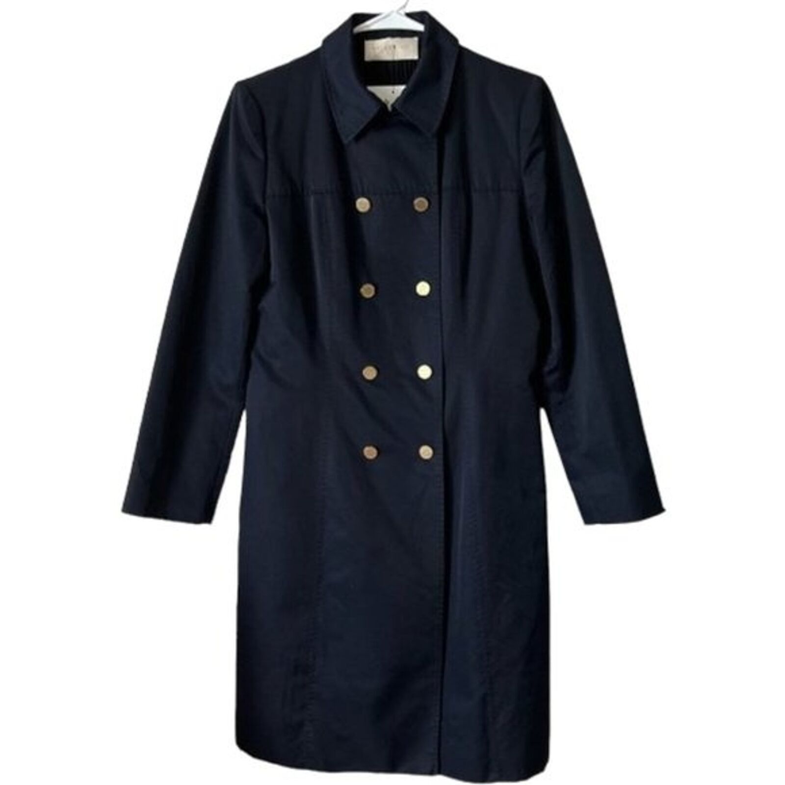 Valentino VALENTINO Navy Blue Satin Double Breasted Peacoat, M/IT44 Size M / US 6-8 / IT 42-44 - 1 Thumbnail