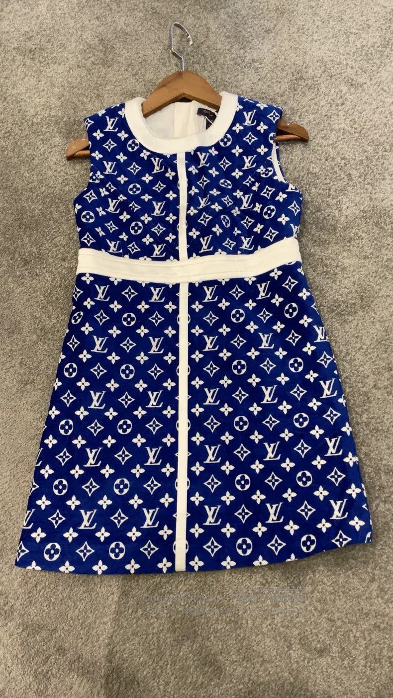 Louis Vuitton Louis Vuitton Klein Blue Full Logo Dress Size XXS / US 00 / IT 34 - 1 Thumbnail