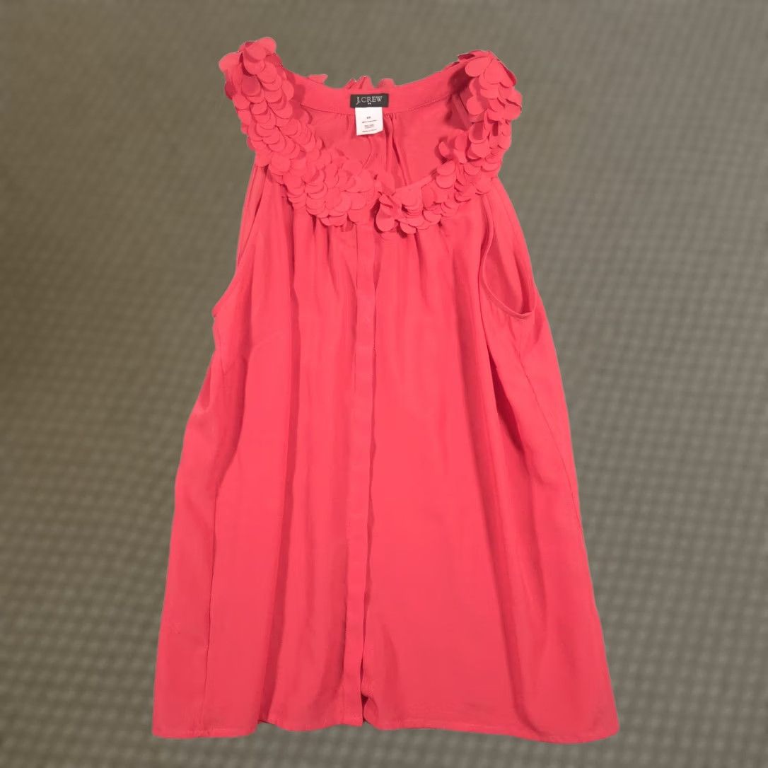 J.Crew J.CREW Tank Top Womens XS Pink Ruffle Scoop Neck Sleeveless Tunic Blouse Size XS / US 0-2 / IT 36-38 - 1 Thumbnail