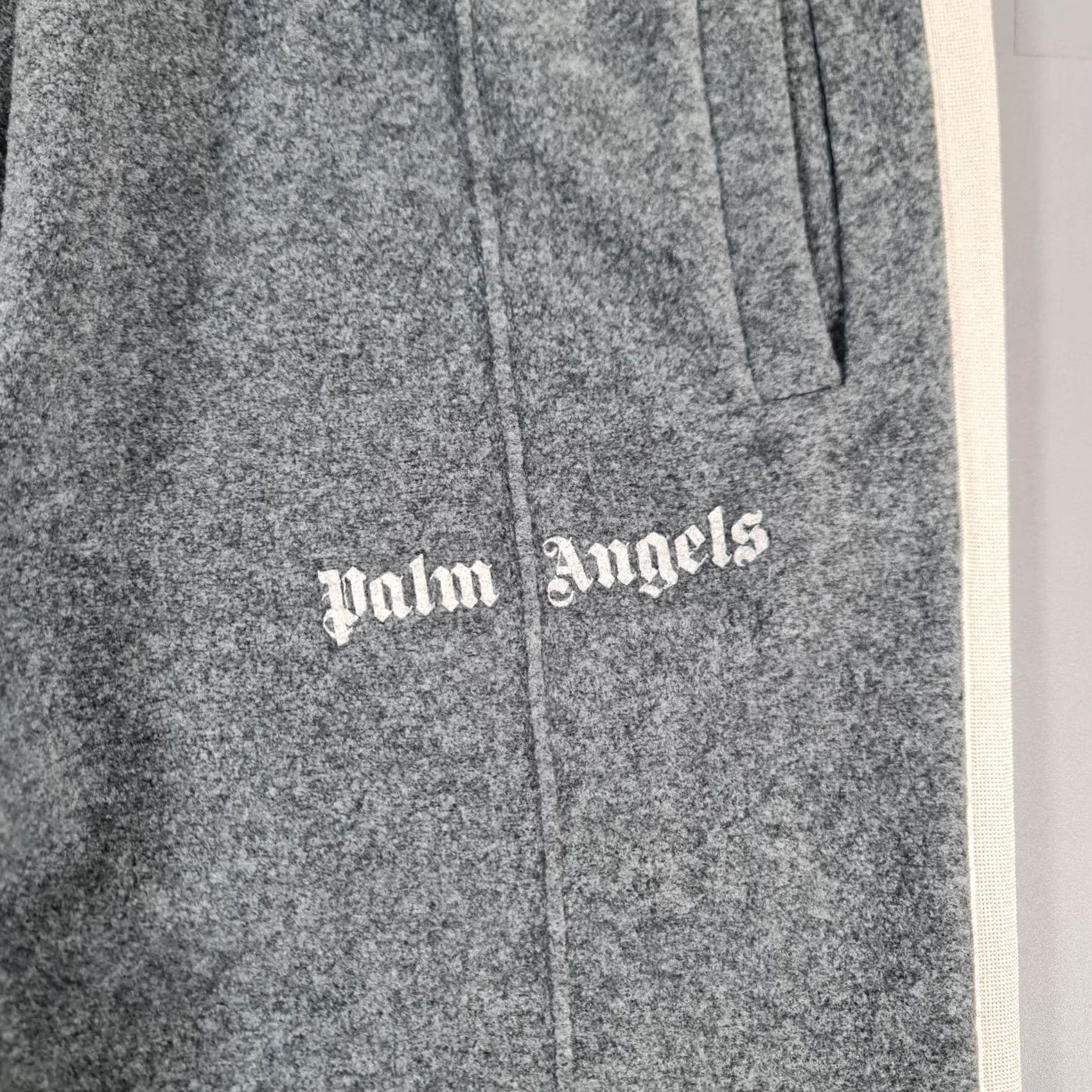 Palm Angels Palm Angels Mens Track Pants Grey XXL Wool Blend Joggers Side Stripe Size US 39 - 3 Thumbnail