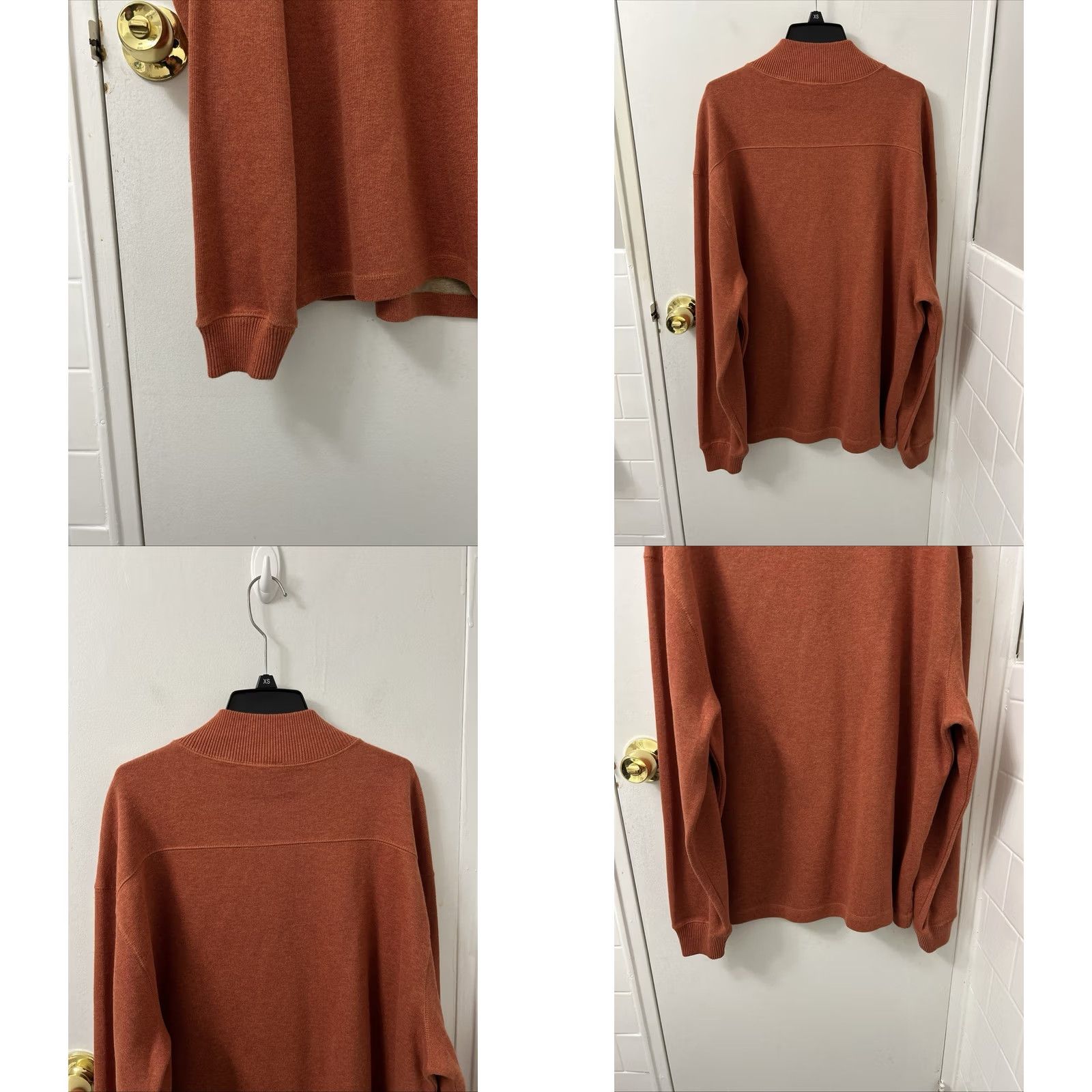 Vintage Jos A Bank 1/4 Zip Mens L Orange Knit Sweater Sweatshirt Long Sleeve Size US L / EU 52-54 / 3 - 8 Thumbnail