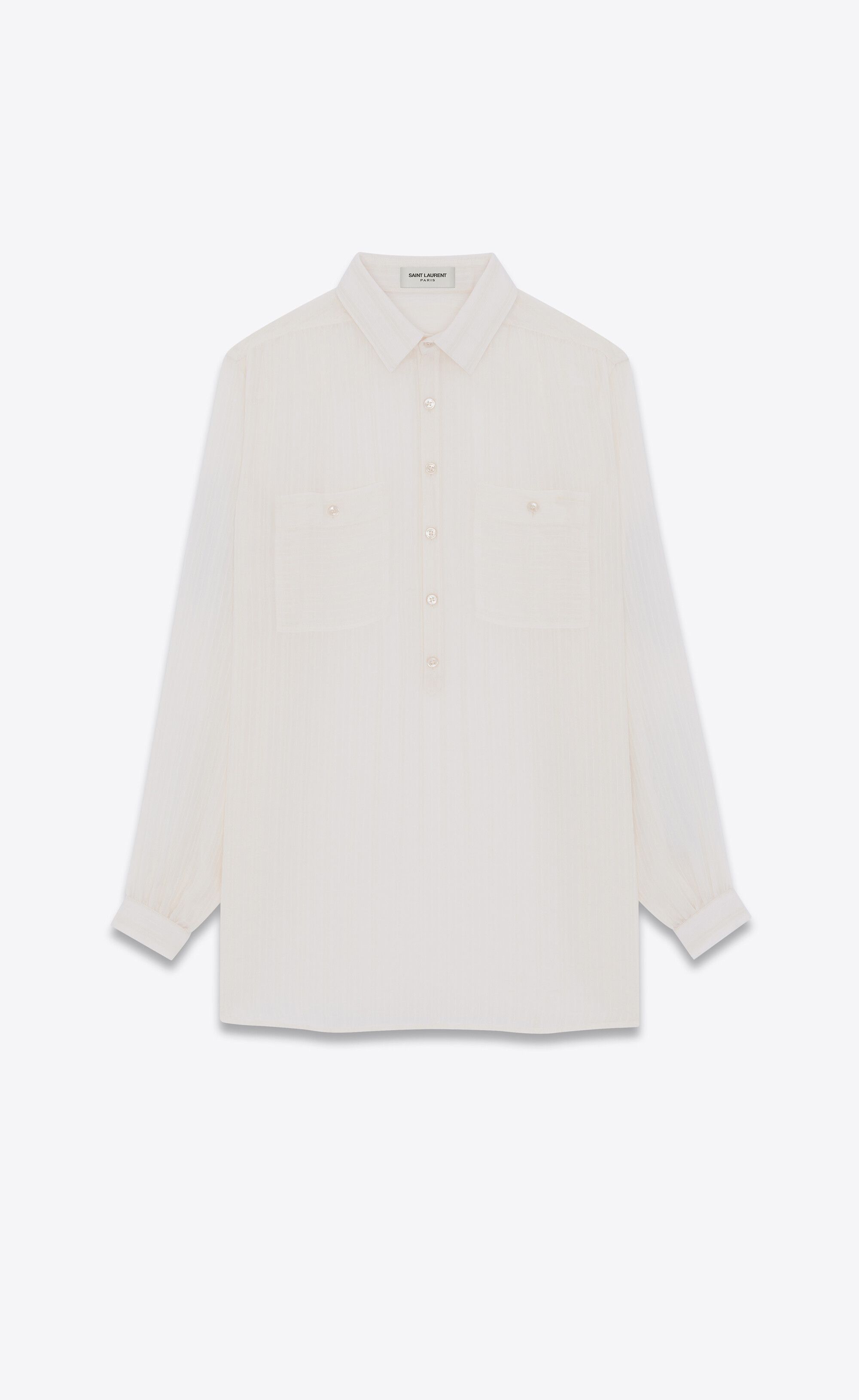 Saint Laurent Paris o1s1wg110824 Tunic Shirt in Striped Cupro in White Size US S / EU 44-46 / 1 - 1 Thumbnail