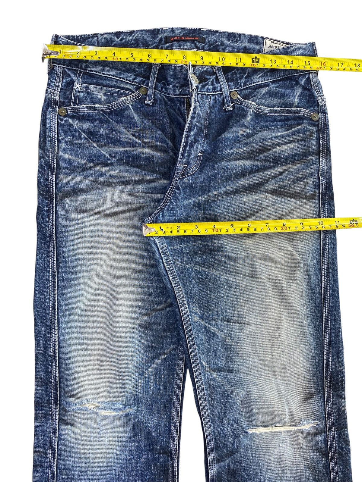 Japanese Brand Blueway Luxe Thunder Wash Ripped Style Flare Jeans Size US 32 / EU 48 - 5 Thumbnail