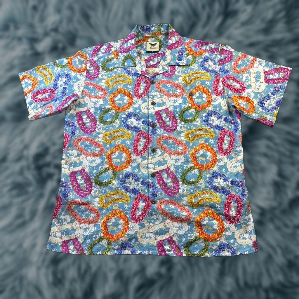 Vintage Yiume Shirt Mens M Blue Floral Hawaiian Button-Up Cotton Short Sleeve Casual Party/Cocktail Size US M / EU 48-50 / 2 - 1 Thumbnail