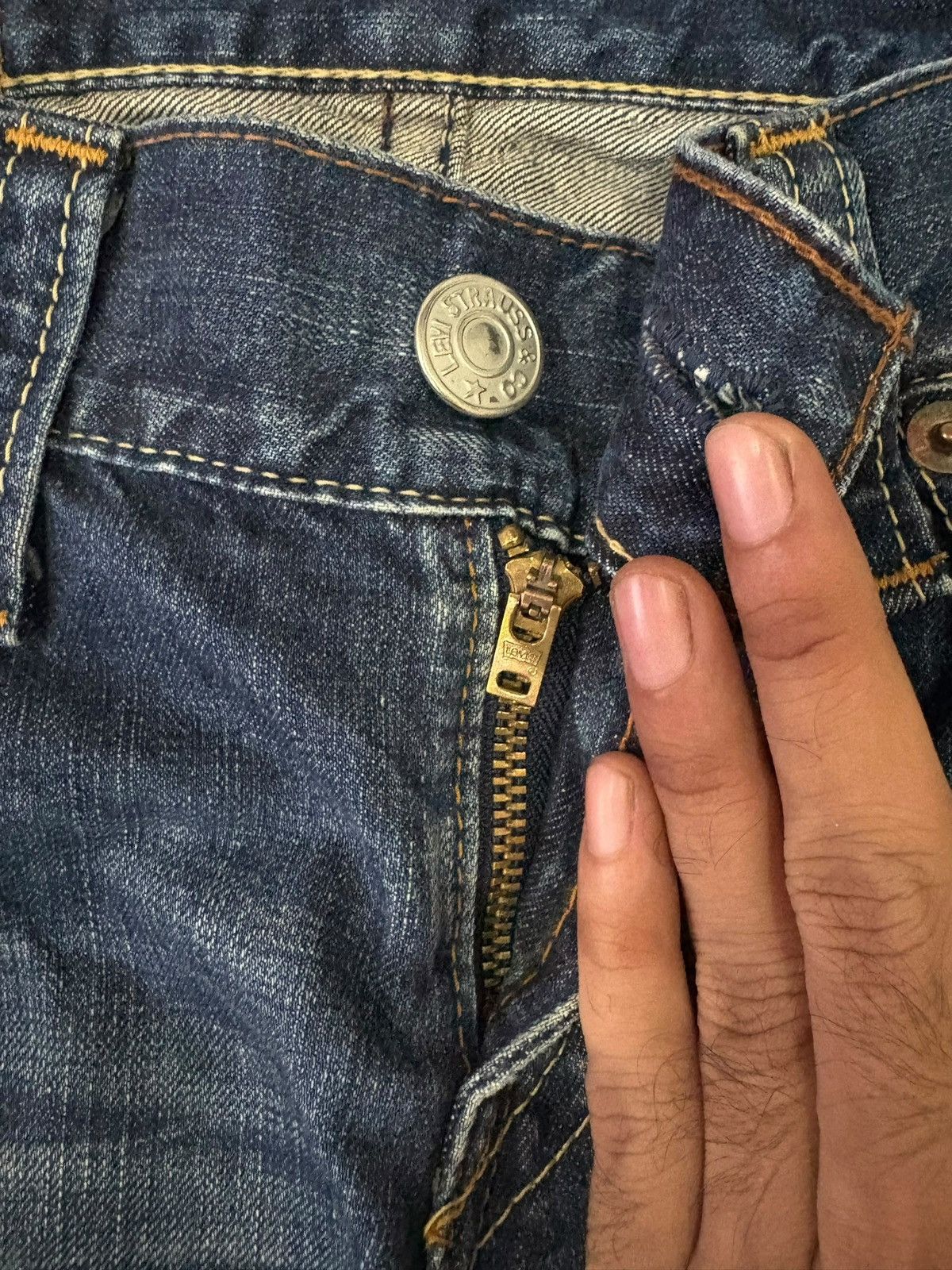 Levi's Vintage 90s Levis 507 Bootcut Distress Blue Jeans Size US 31 - 3 Thumbnail