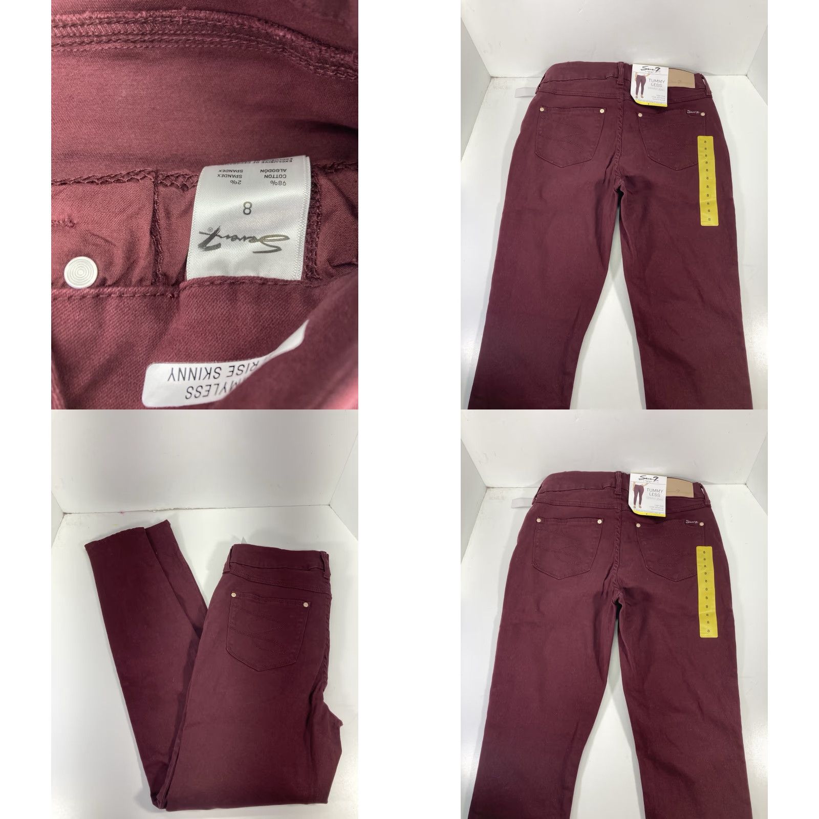 Vintage Seven7 Jeans Women 8 Skinny High Rise Stretch Denim 30x31 Red NWT Tummy Less Size 30" / US 8 / IT 44 - 8 Thumbnail