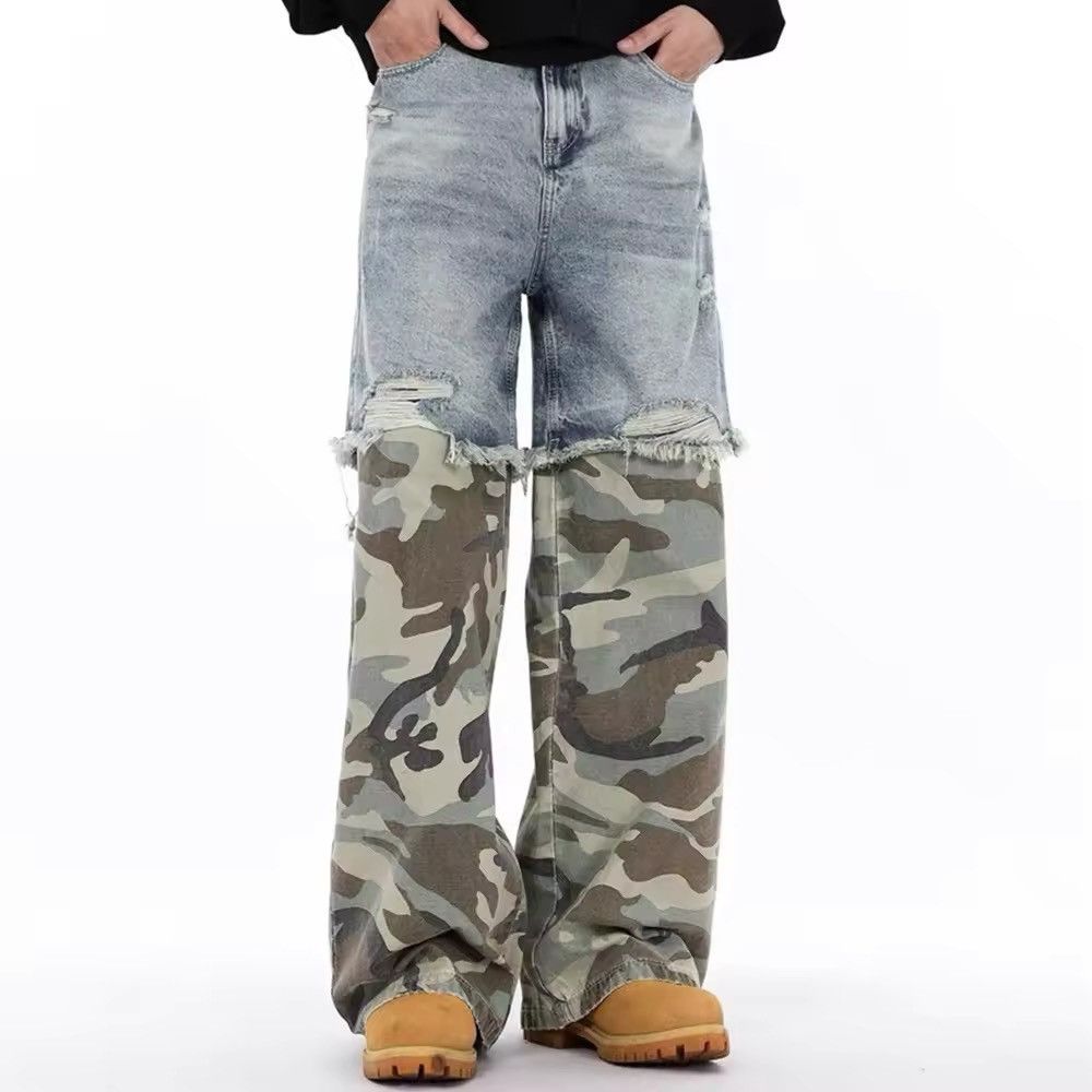 Japanese Brand × Jean Streetwear Fake Two Pieces Camouflage Jeans Size US 26 / EU 42 - 1 Thumbnail