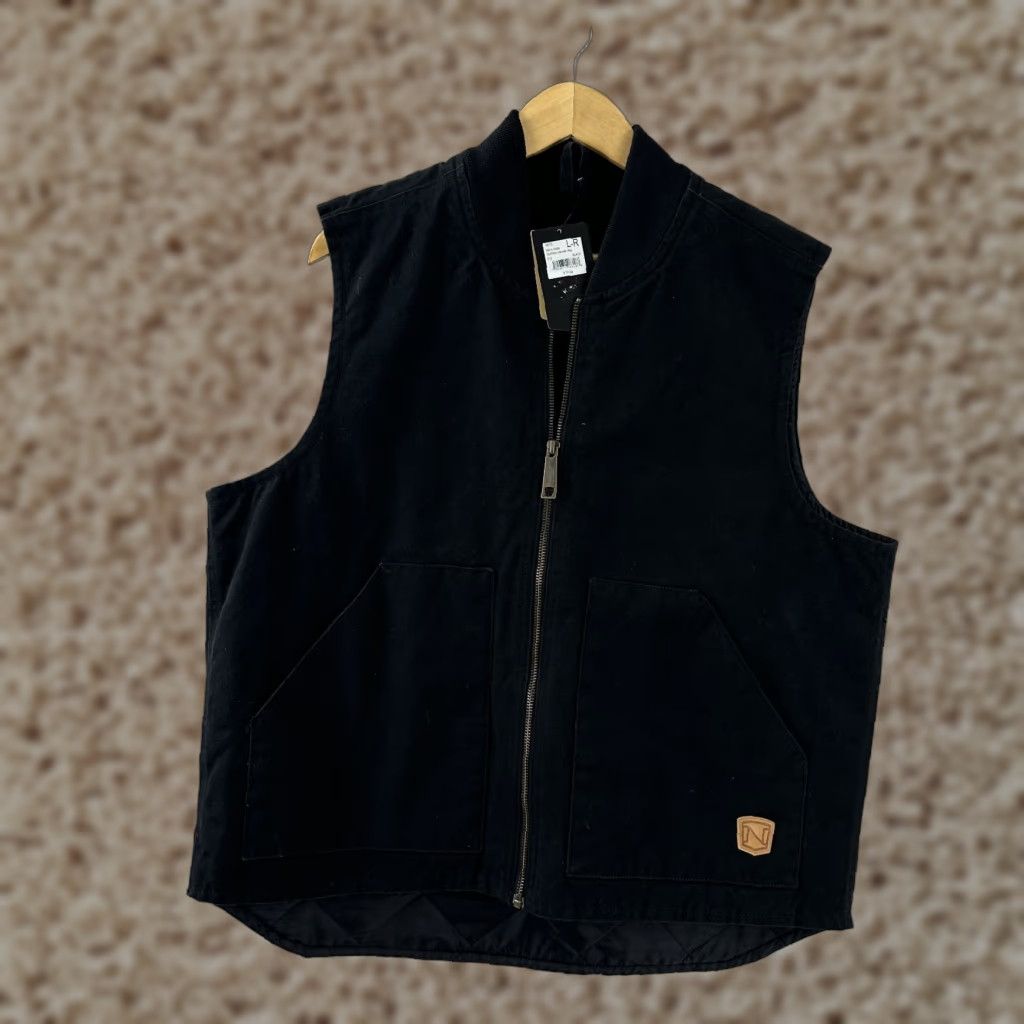 Vintage Noble Outfitters Black Quilt Lined Duck Canvas Work Vest Mens Large Size US L / EU 52-54 / 3 - 1 Thumbnail