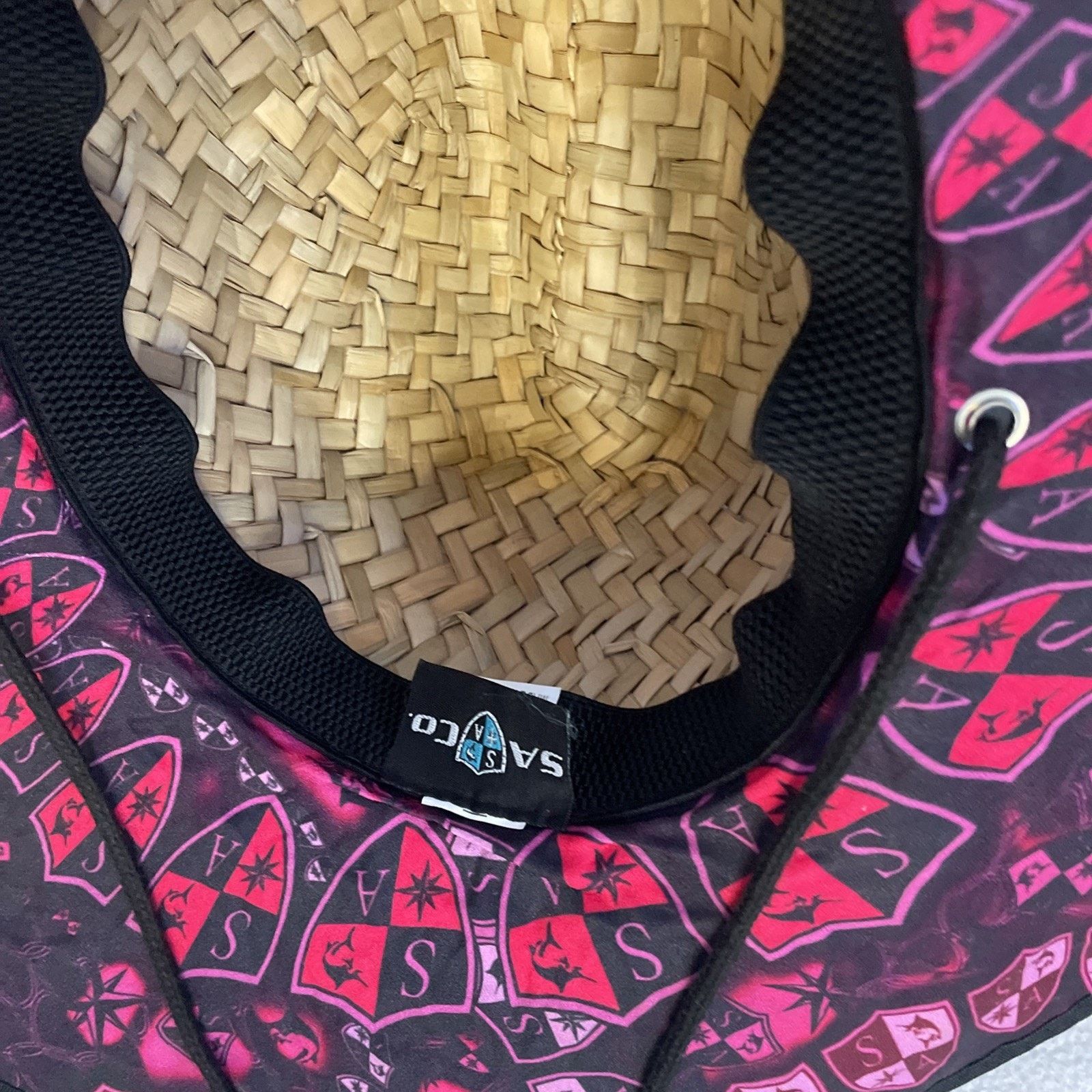 Other SA Palms Under Brim Straw Hat Flames Emblem Drawstring Size ONE SIZE - 7 Thumbnail