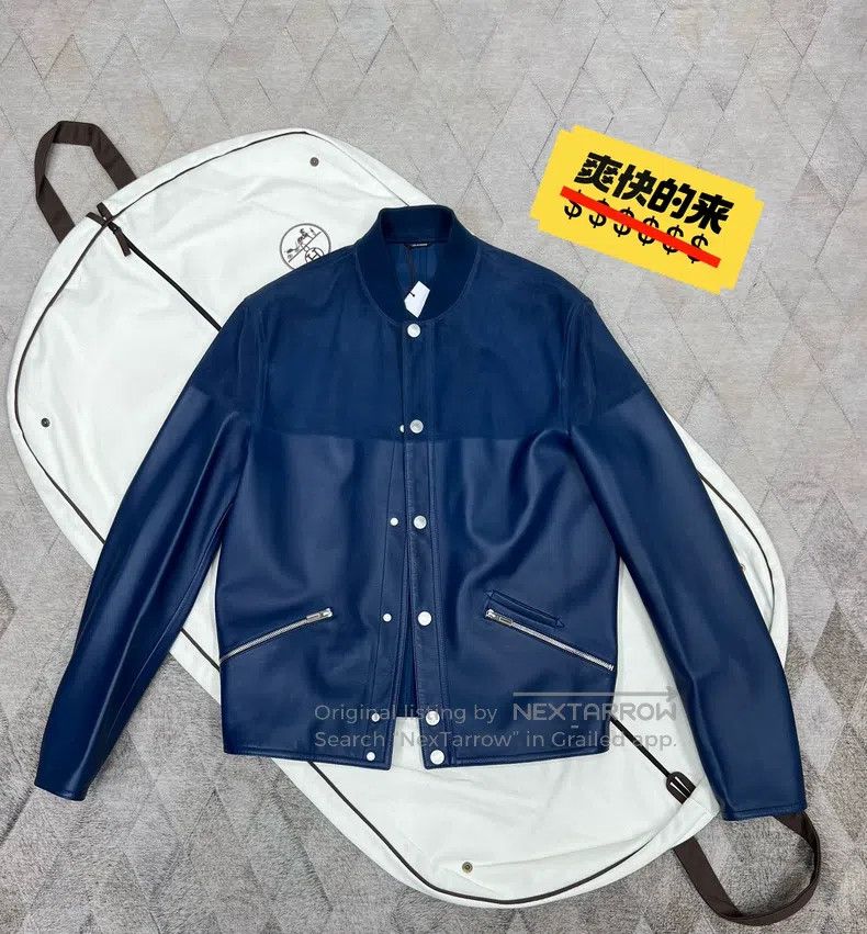 Hermes Hermes Autumn and Winter Metal扣 Baseball Jacket Leather Ja Size US M / EU 48-50 / 2 - 1 Thumbnail