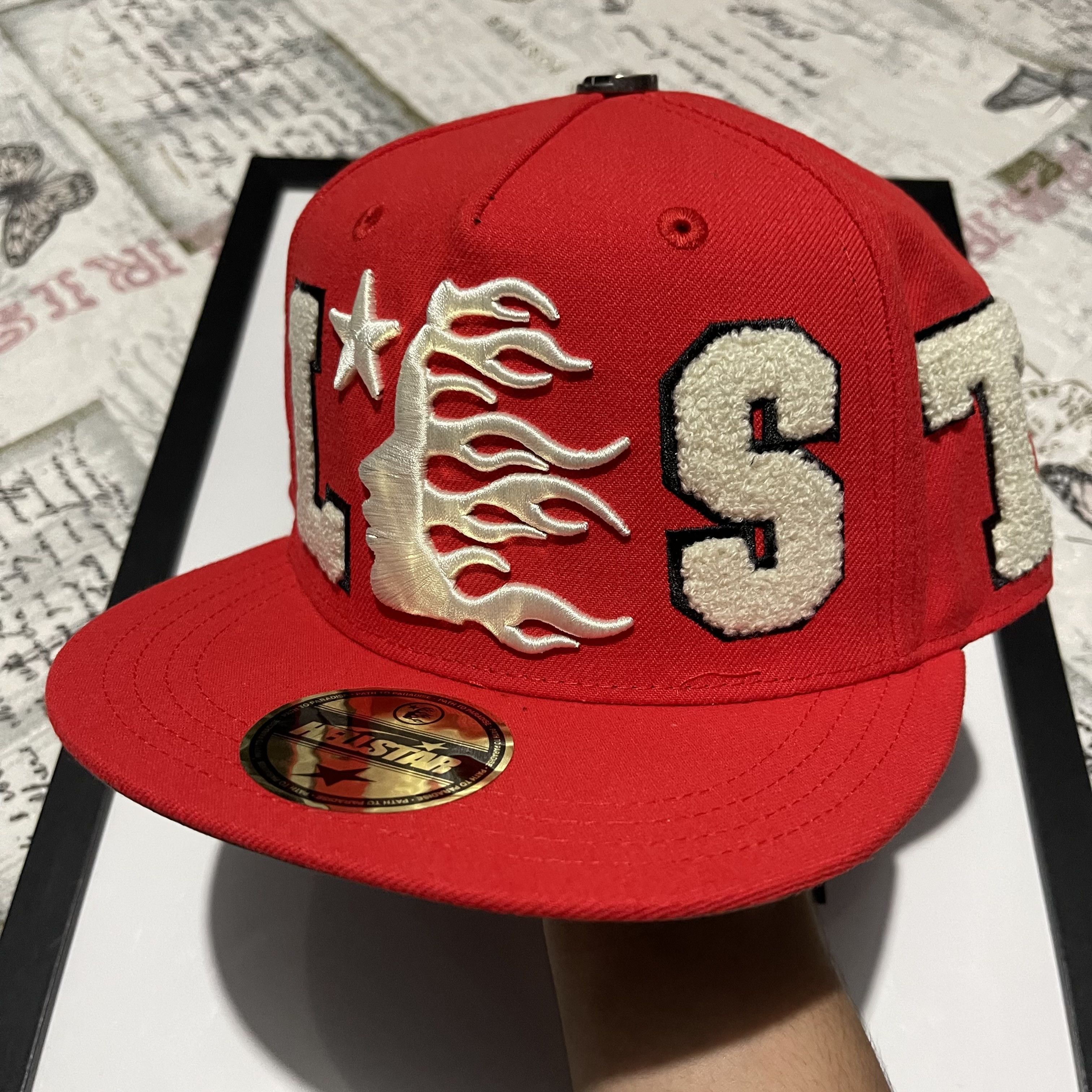 HELLSTAR Hellstar OG patch Fitted Hat red 7 3/8 | Grailed