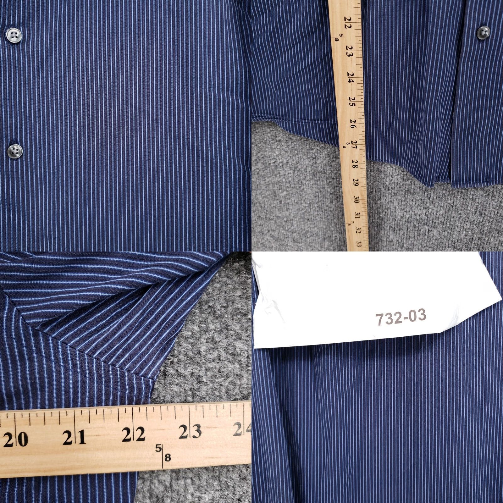 Apt. 9 Apt. 9 Dress Shirt Mens 16 Button-Up Blue Slim Fit Pinstripe Long Sleeve Cotton Size 42R - 8 Thumbnail