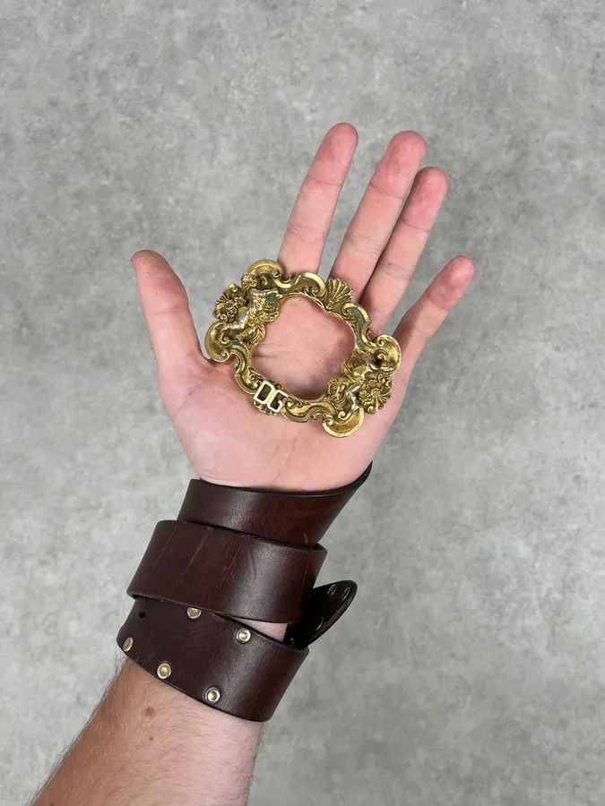 Dolce & Gabbana AW2006 Dolce & Gabbana Dark Brown Leather Baroque Angel Studded Belt Size ONE SIZE - 4 Thumbnail