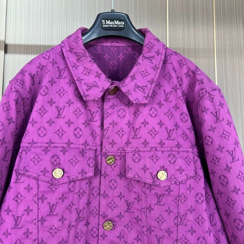 Louis Vuitton LOUIS VUITTON Purple presbyopic full print denim jacket 250 Size US L / EU 52-54 / 3 - 7 Thumbnail