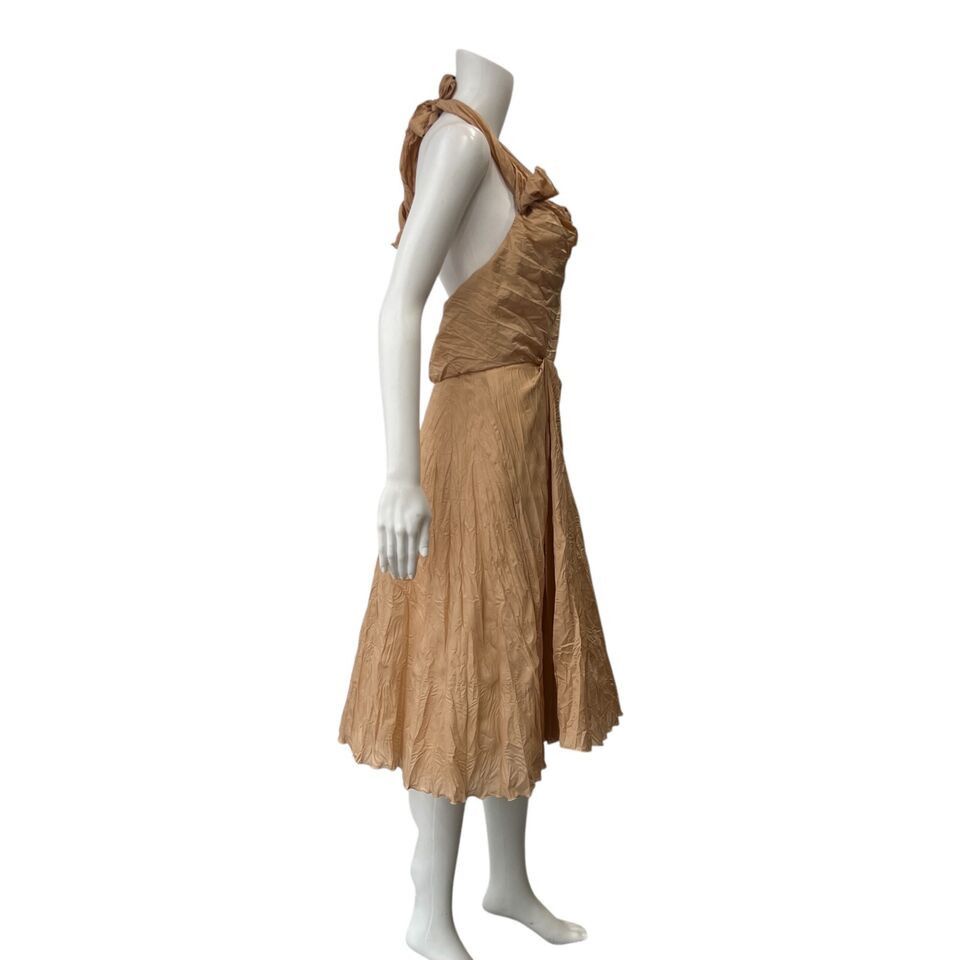 Celine $1229 NWT CELINE Dusty Orange Silk Blend Ruched Dress Size M / US 6-8 / IT 42-44 - 5 Thumbnail