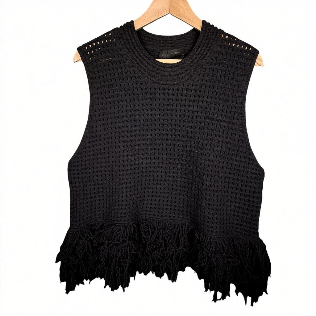 Zara Zara Women's XL Black Crochet Knit Fringe Tank Boho Festival Size XL / US 12-14 / IT 48-50 - 1 Thumbnail