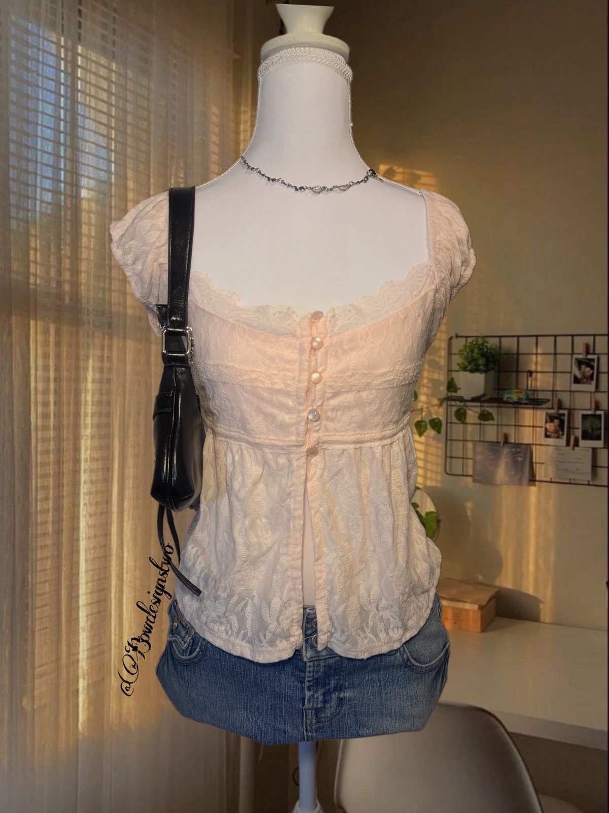Other Marshmallow lace trim Pink Baby doll coquette Lacey top Size M / US 6-8 / IT 42-44 - 1 Thumbnail