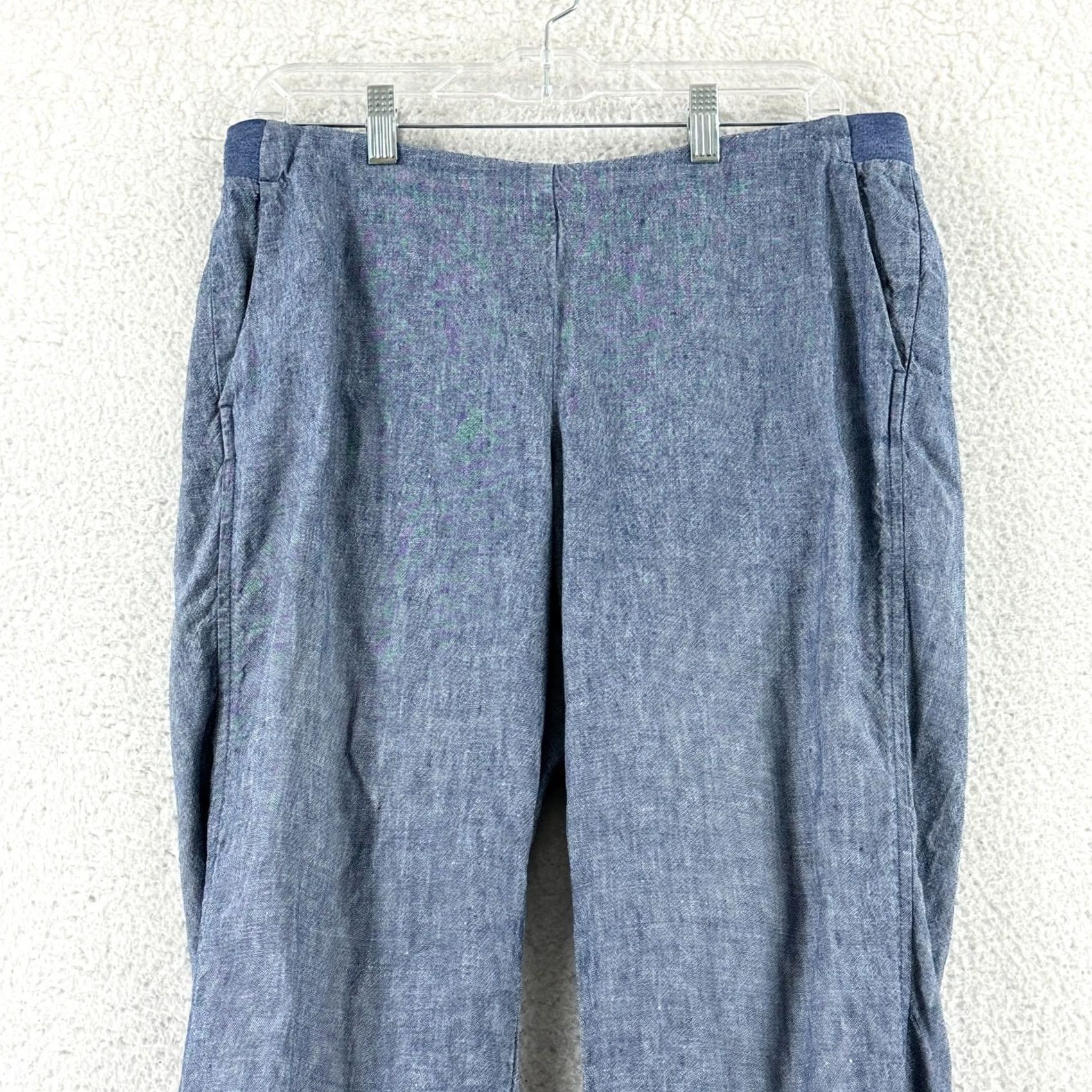 J. Jill J. Jill Linen Pull On Blue Crop Pants Womens Small Straight Leg Mid Rise Casual Linen Pants Size 28" / US 6 / IT 42 - 2 Thumbnail