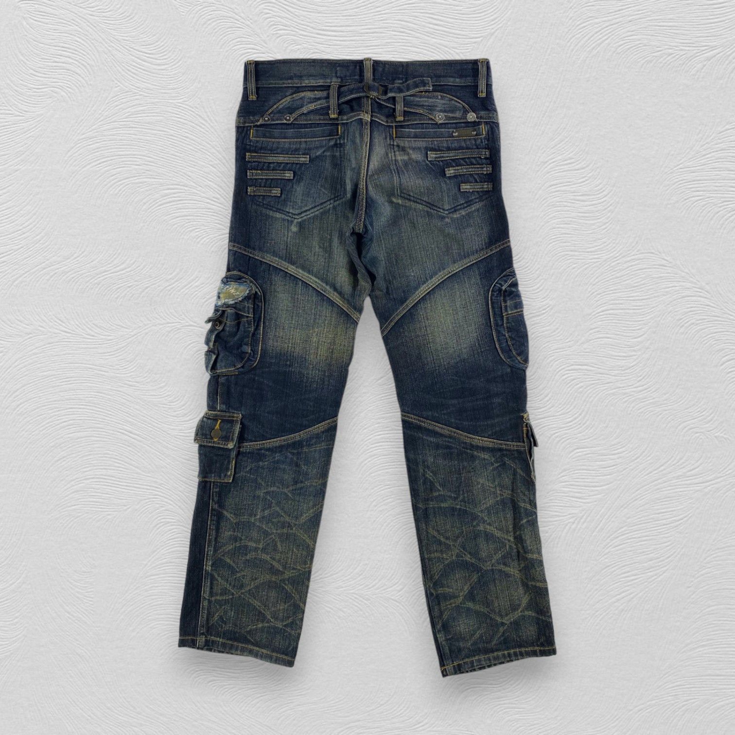 Japanese Brand Vintage Jeans De Art Cargo Jeans Multi Pocket Denim KJ3191 Size US 32 / EU 48 - 2 Thumbnail