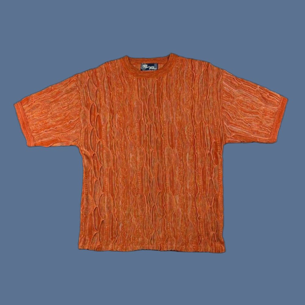 Coogi VINTAGE Raw Blue Rugged Wear 3D Knit Textured Sweater Men XL Orange Knit Pullover Crew Neck Long Sleeve Winter Fall Coogi Style Size US XL / EU 56 / 4 - 1 Thumbnail
