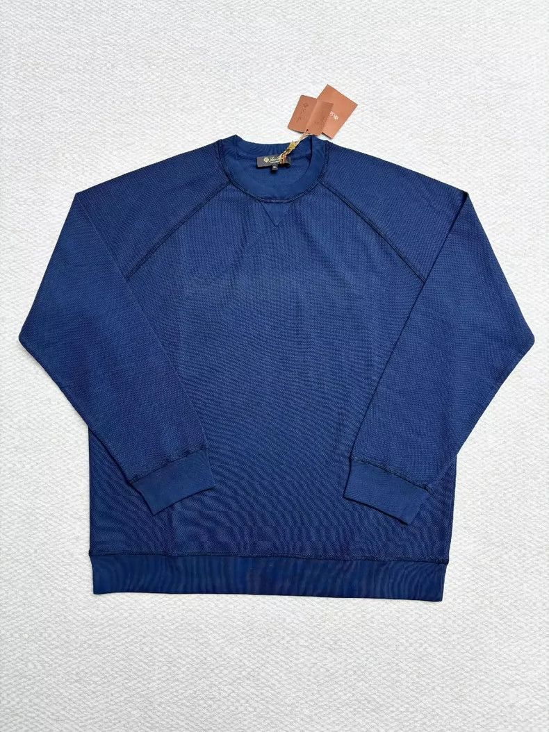 Loro Piana LORO PIANA Blue men's round neck long sleeve T-shirt Size US XL / EU 56 / 4 - 1 Thumbnail