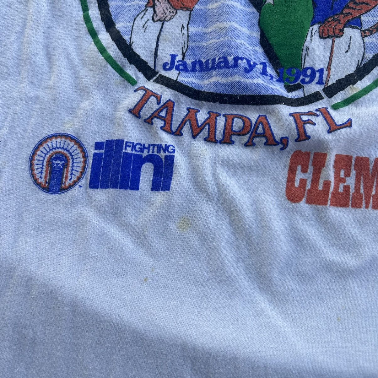 NCAA Vintage 1991 Clemson Tigers V Illinois College T Shirt Size US XL / EU 56 / 4 - 4 Thumbnail