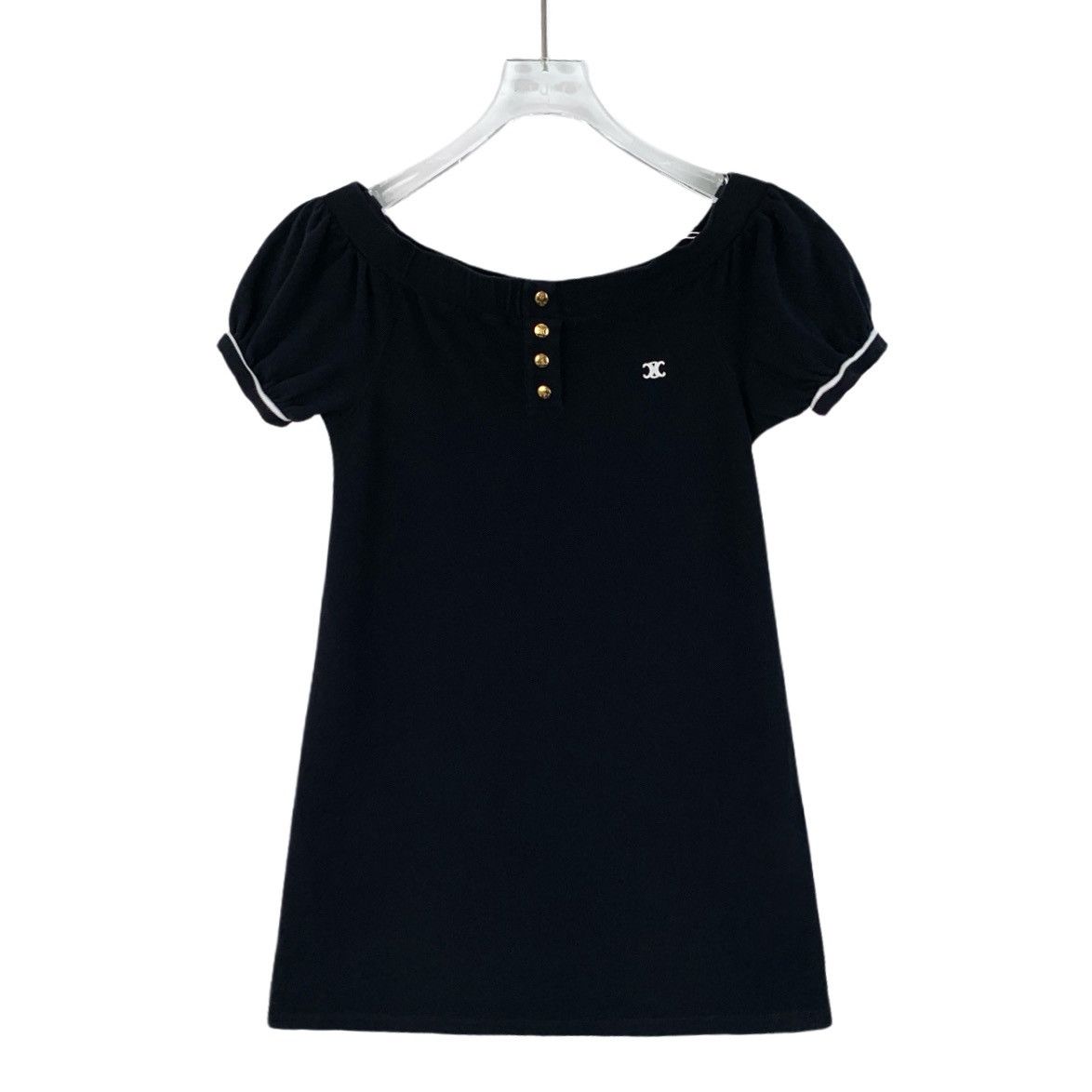 Celine Celine 23 Black Cotton Strapless Short Sleeve Dress Size M / US 6-8 / IT 42-44 - 1 Thumbnail